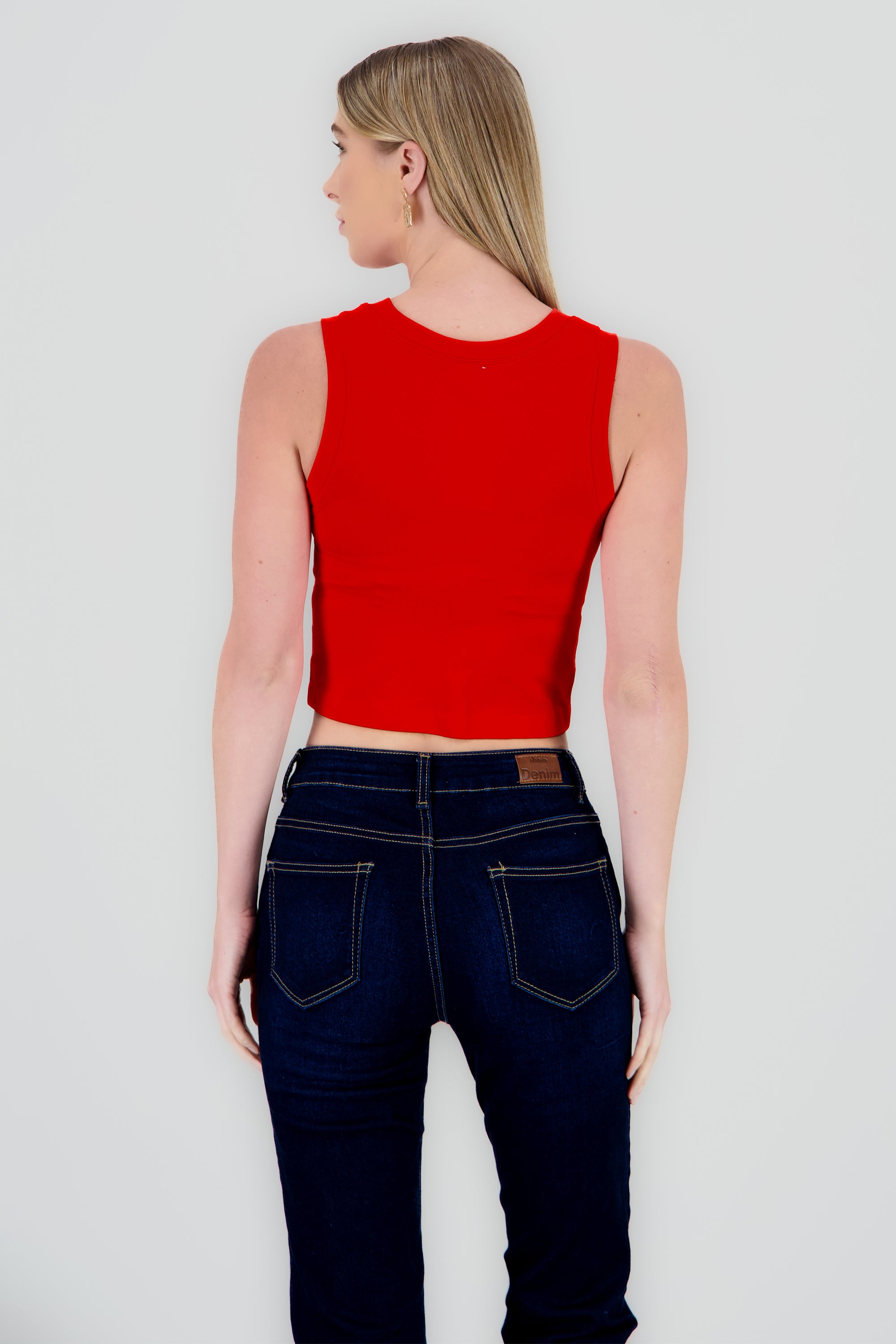 Top Seamless Liso Sin Mangas ROJO