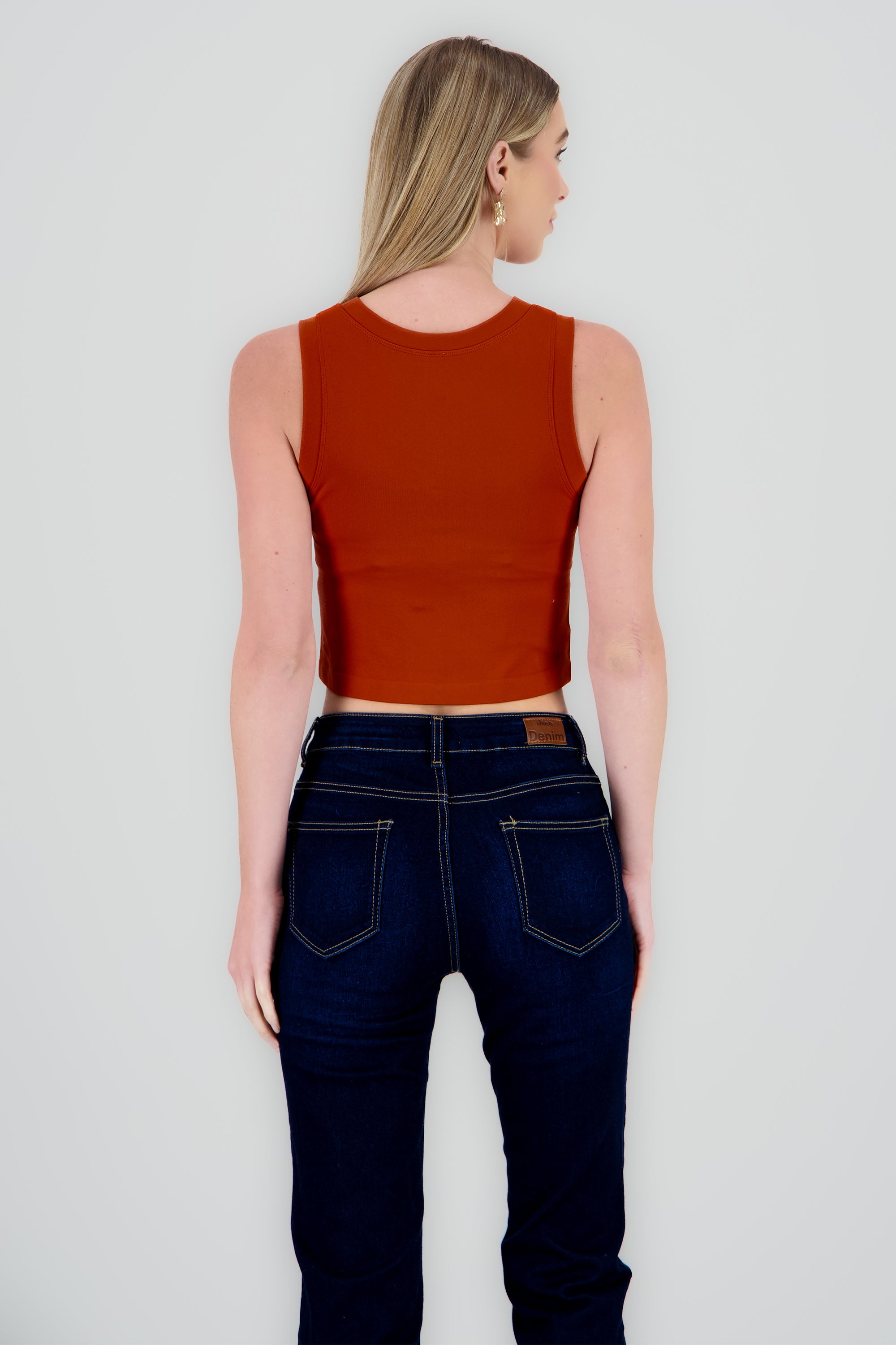 Top Seamless Liso Sin Mangas LADRILLO