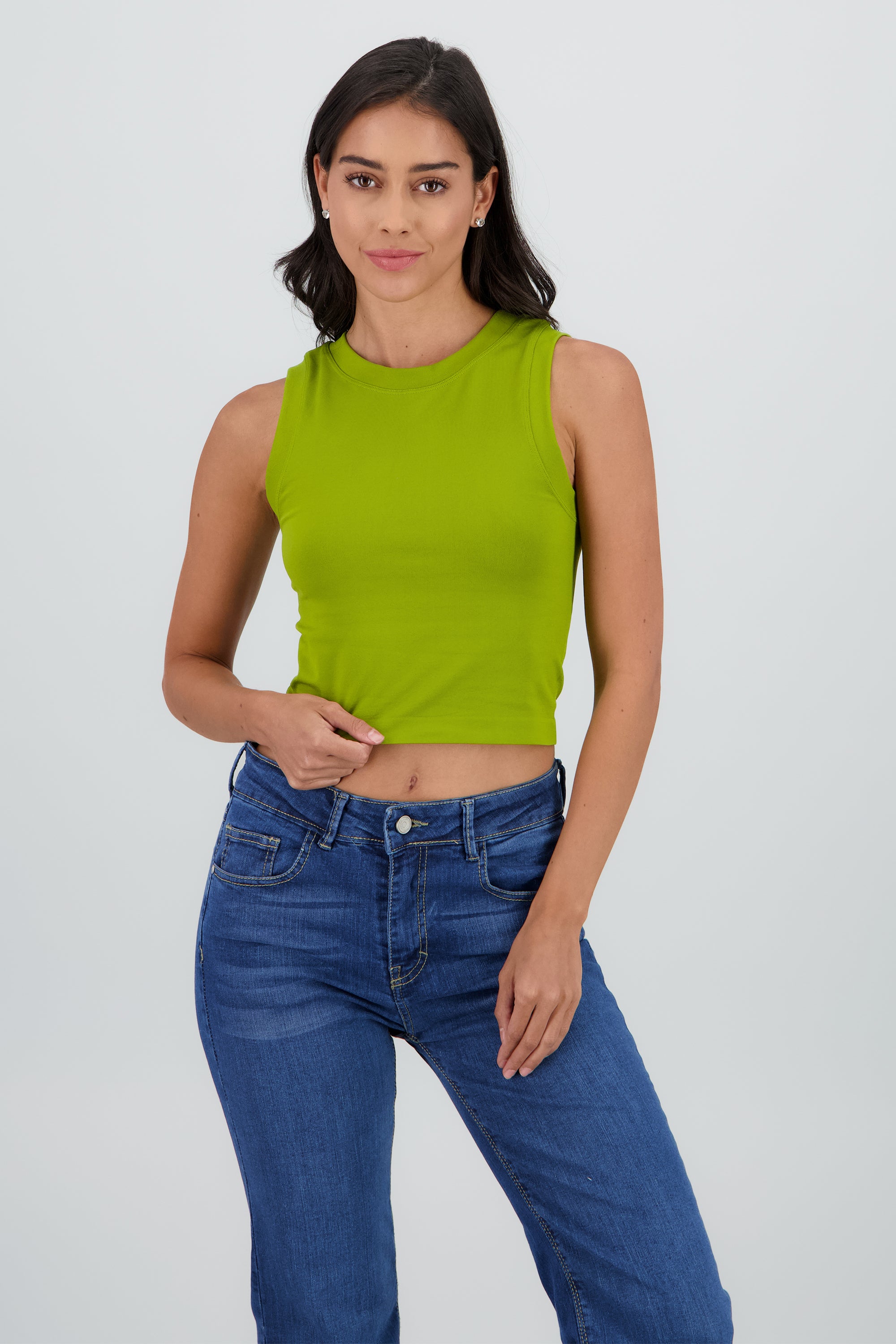 Top Seamless Liso Sin Mangas VERDE LIMA