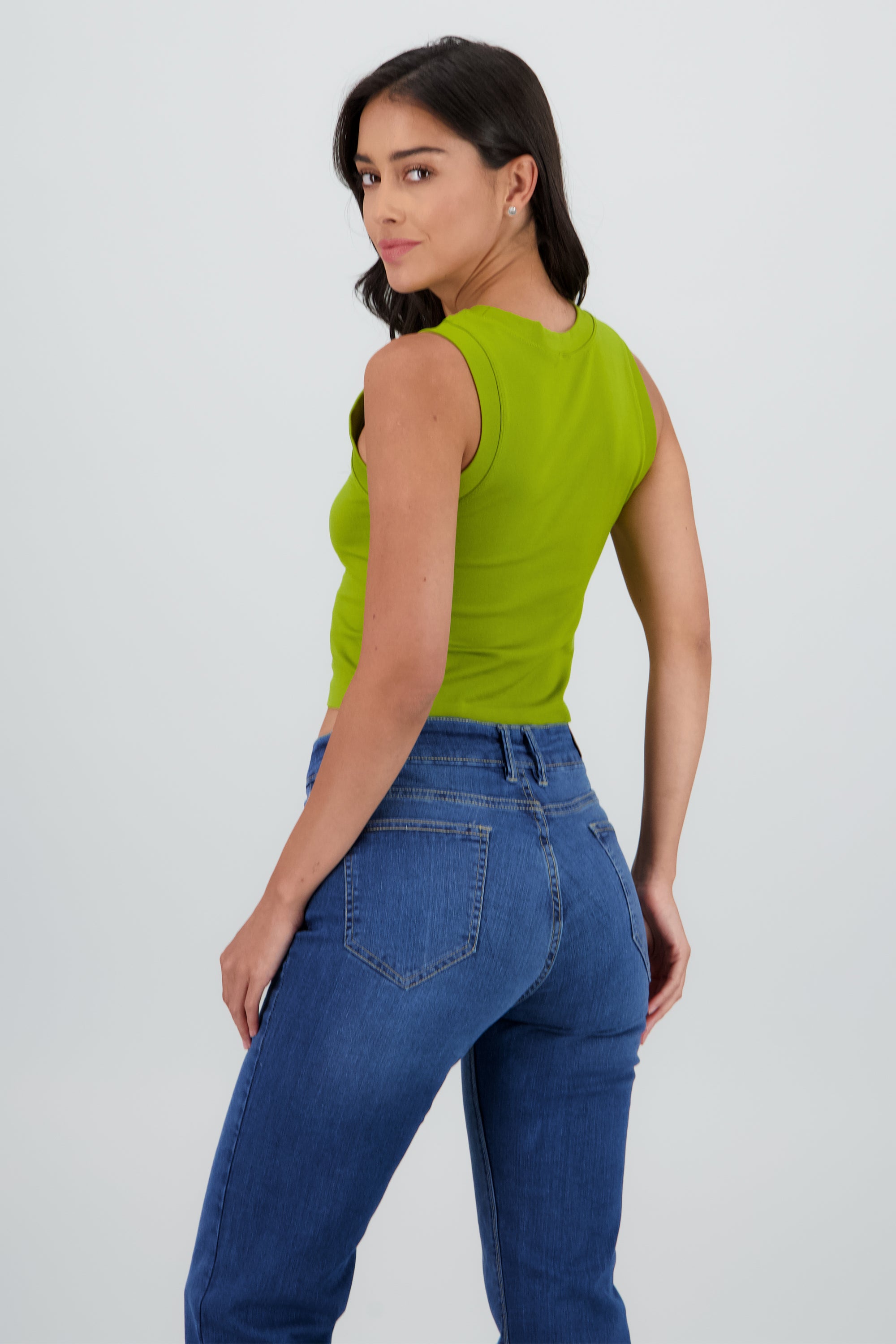 Top Seamless Liso Sin Mangas VERDE LIMA