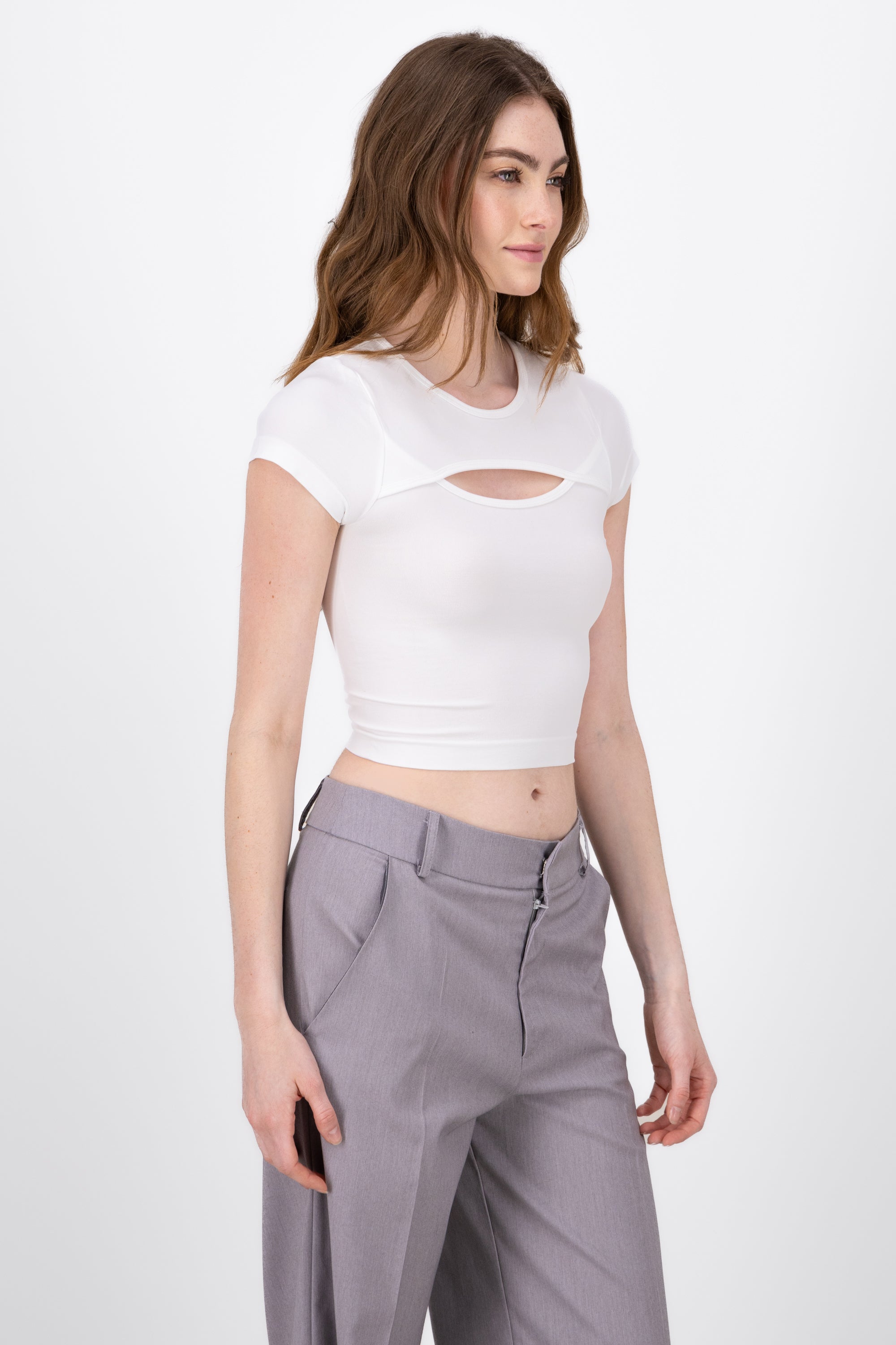 Top De Manga Corta Con Cut Out BLANCO