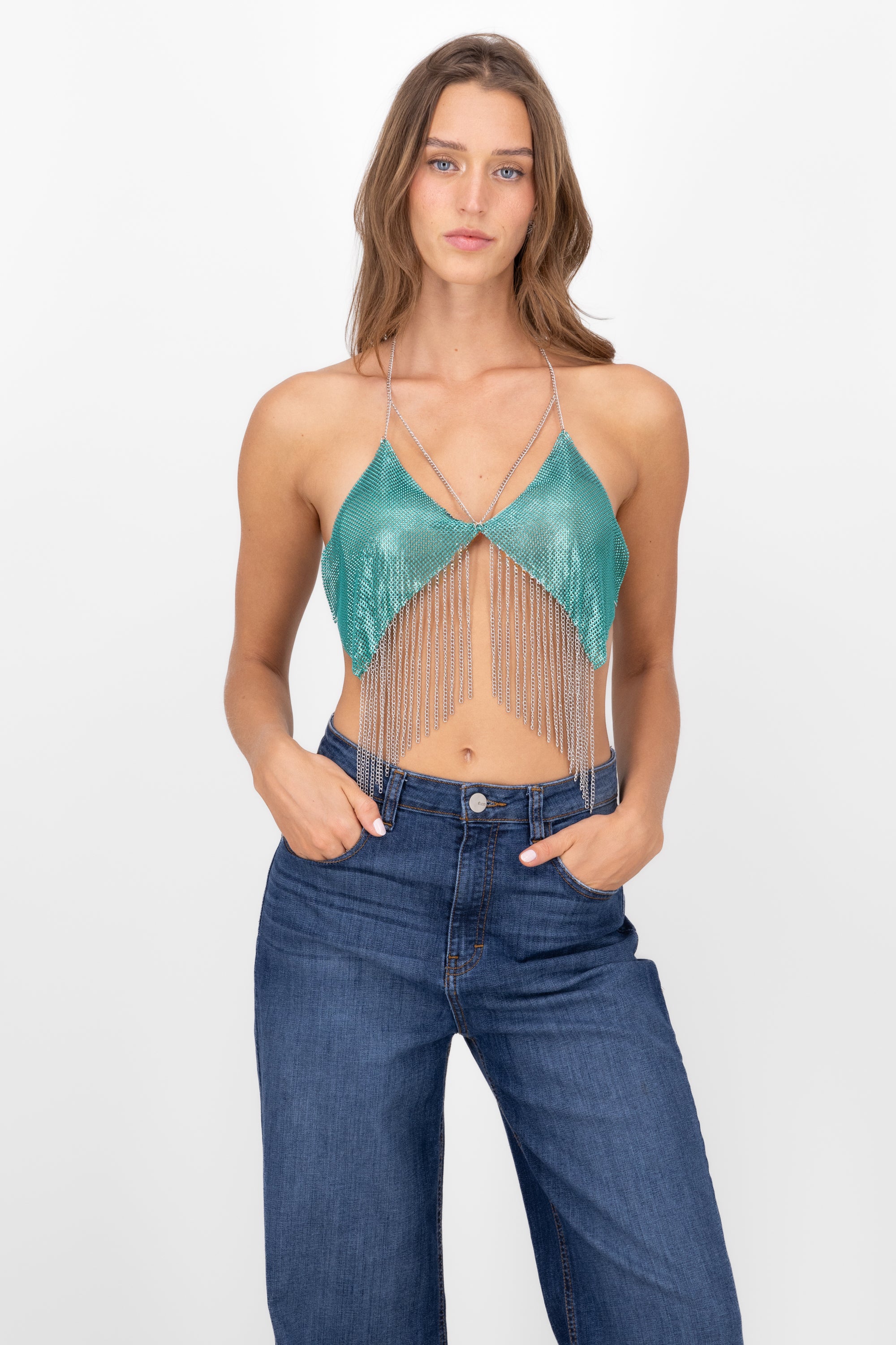 Top fringes TURQUOISE