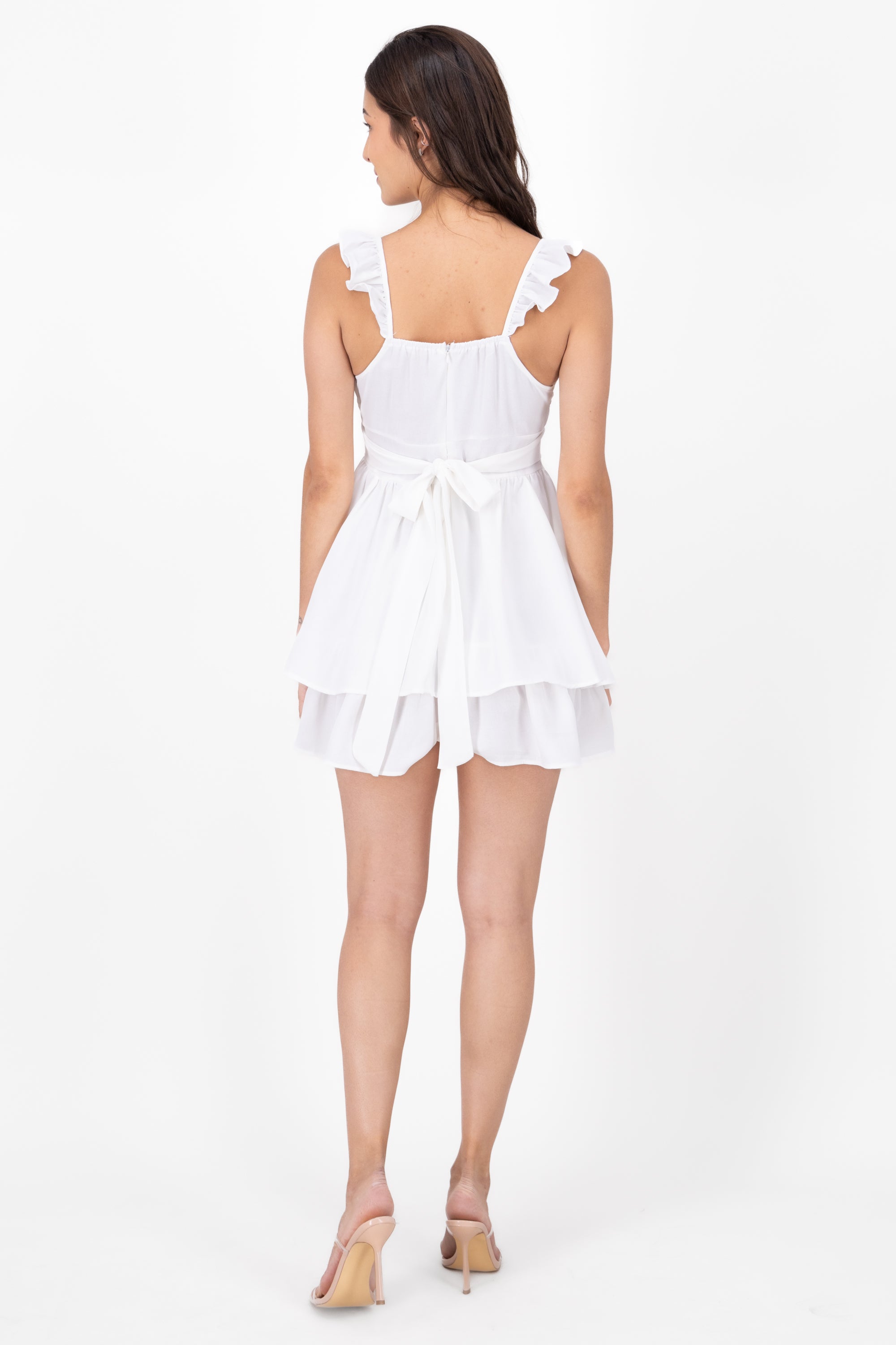 Olanes dress with braces WHITE