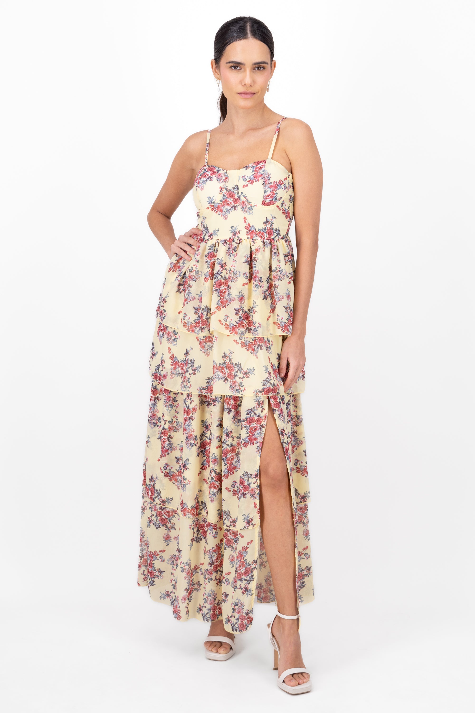 Vestido Maxi Flores Olanes AMARILLO PASTEL