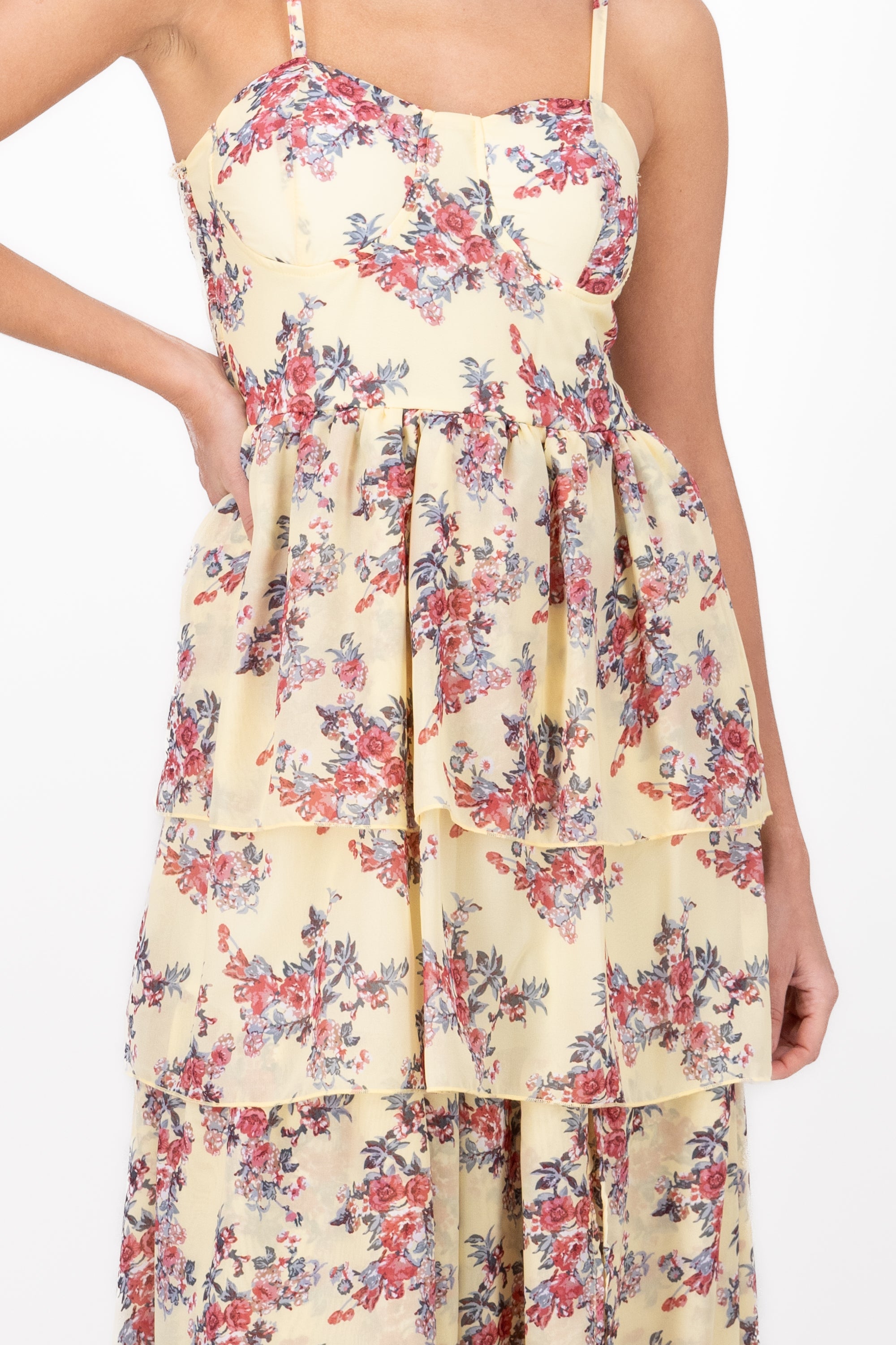 Vestido Maxi Flores Olanes AMARILLO PASTEL