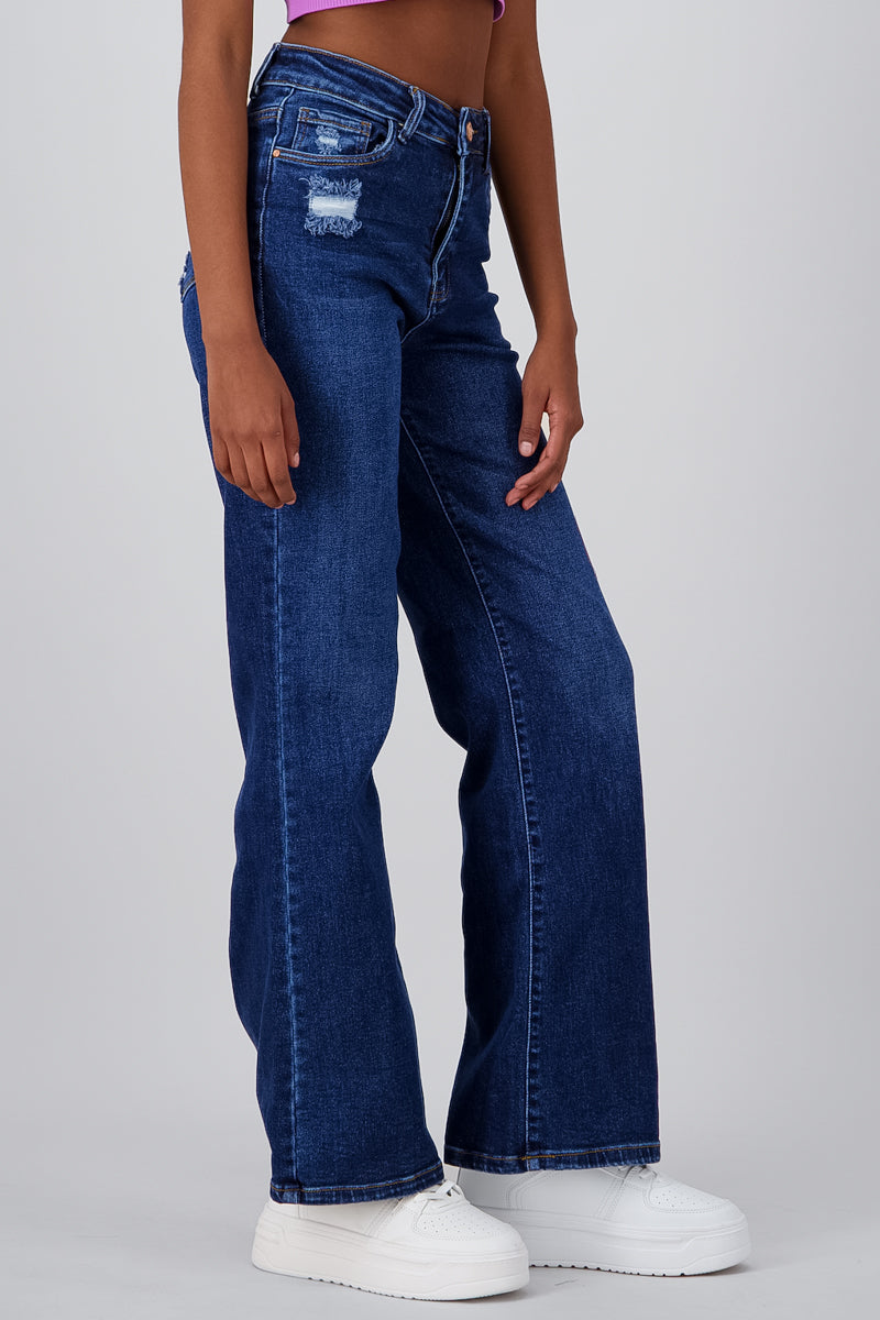 Jeans wide leg destruction Medium Wash