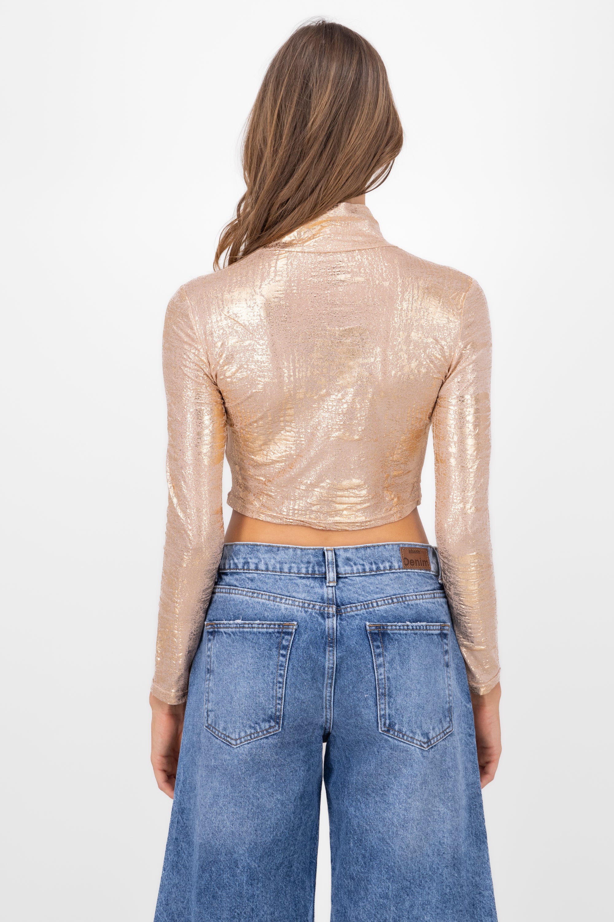 Top long sleeve mesh foil Gold combo