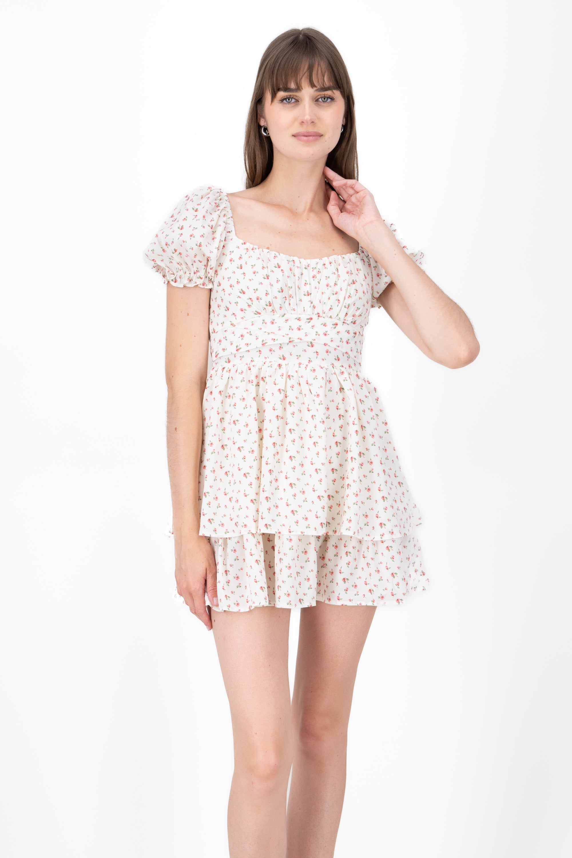 Vestido Olanes Mini Flores BLANCO COMBO