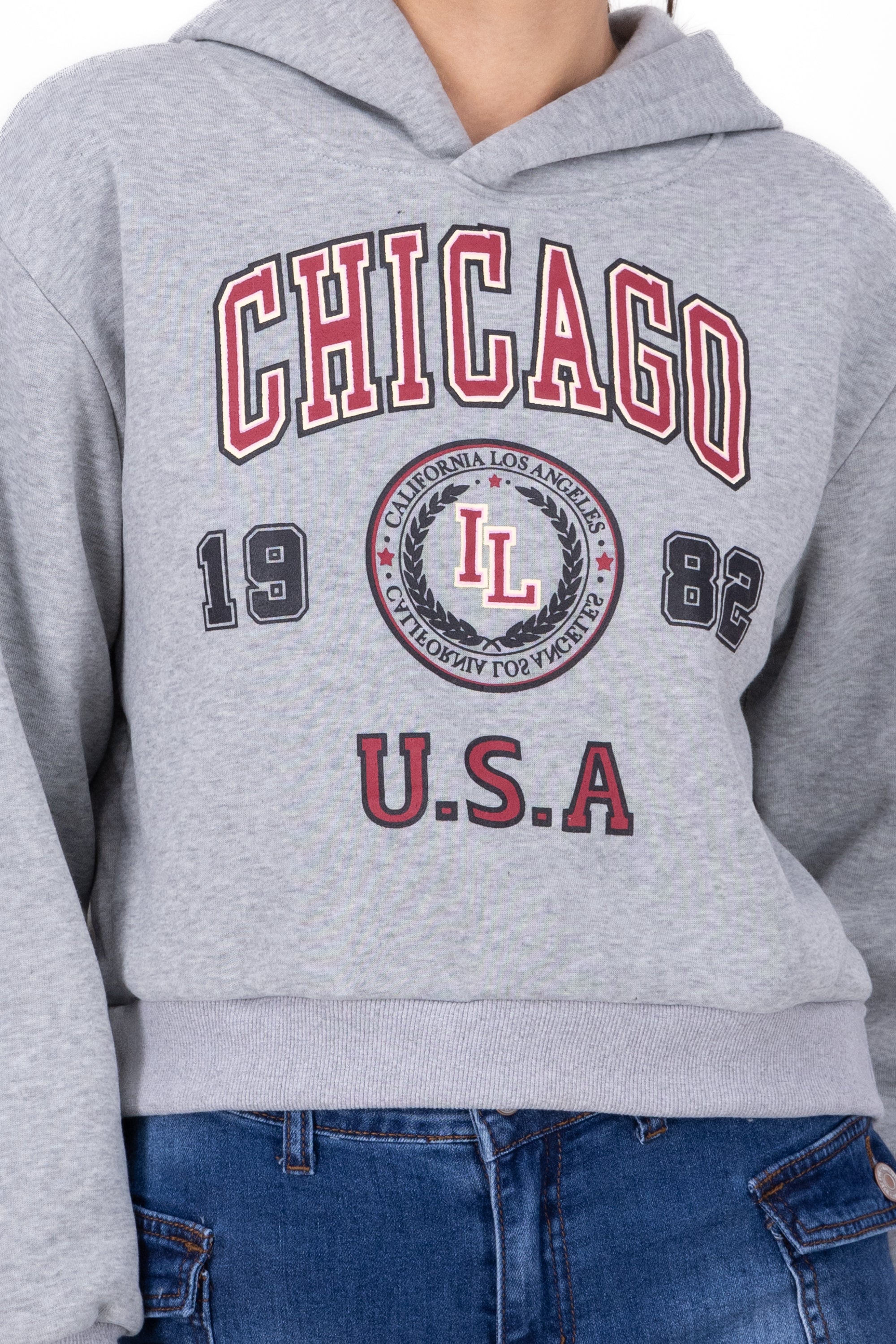 Sudadera varsity estampado GRIS