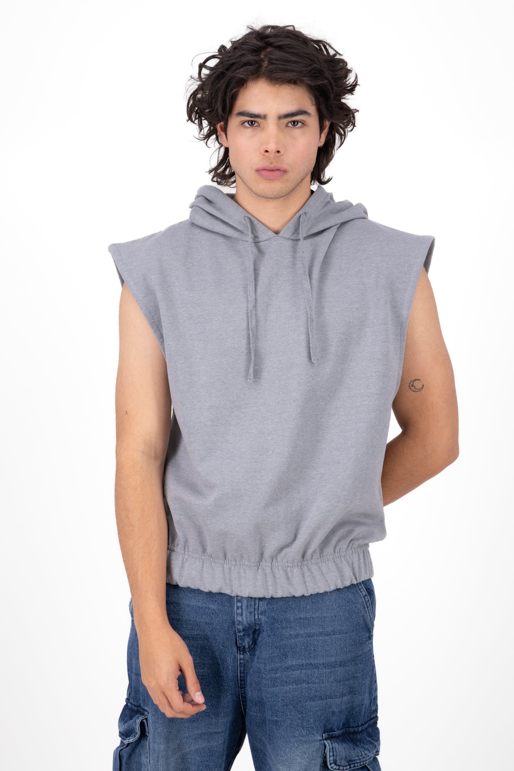 Smooth sleeveless sweatshirt GREY