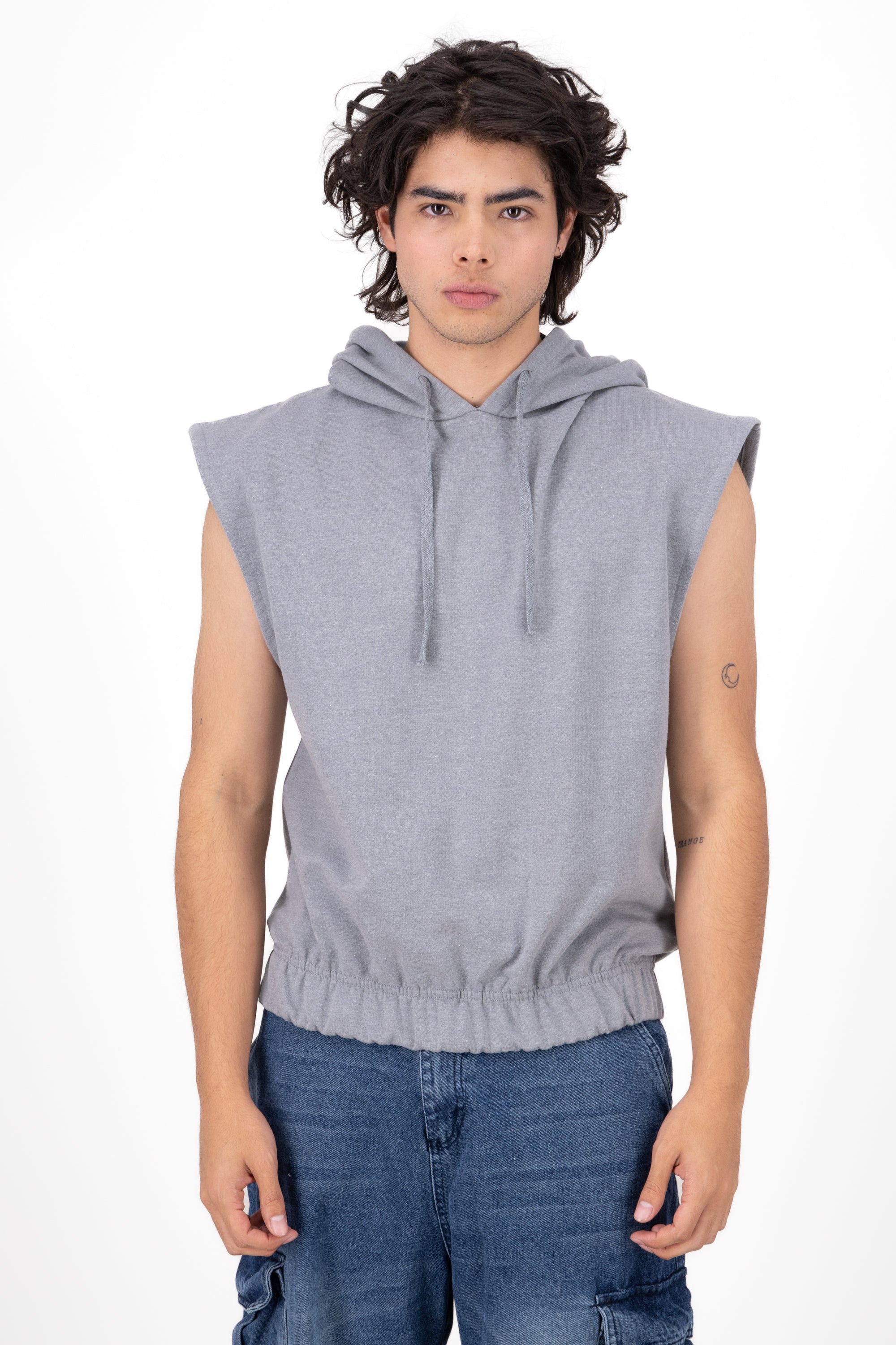 Smooth sleeveless sweatshirt GREY