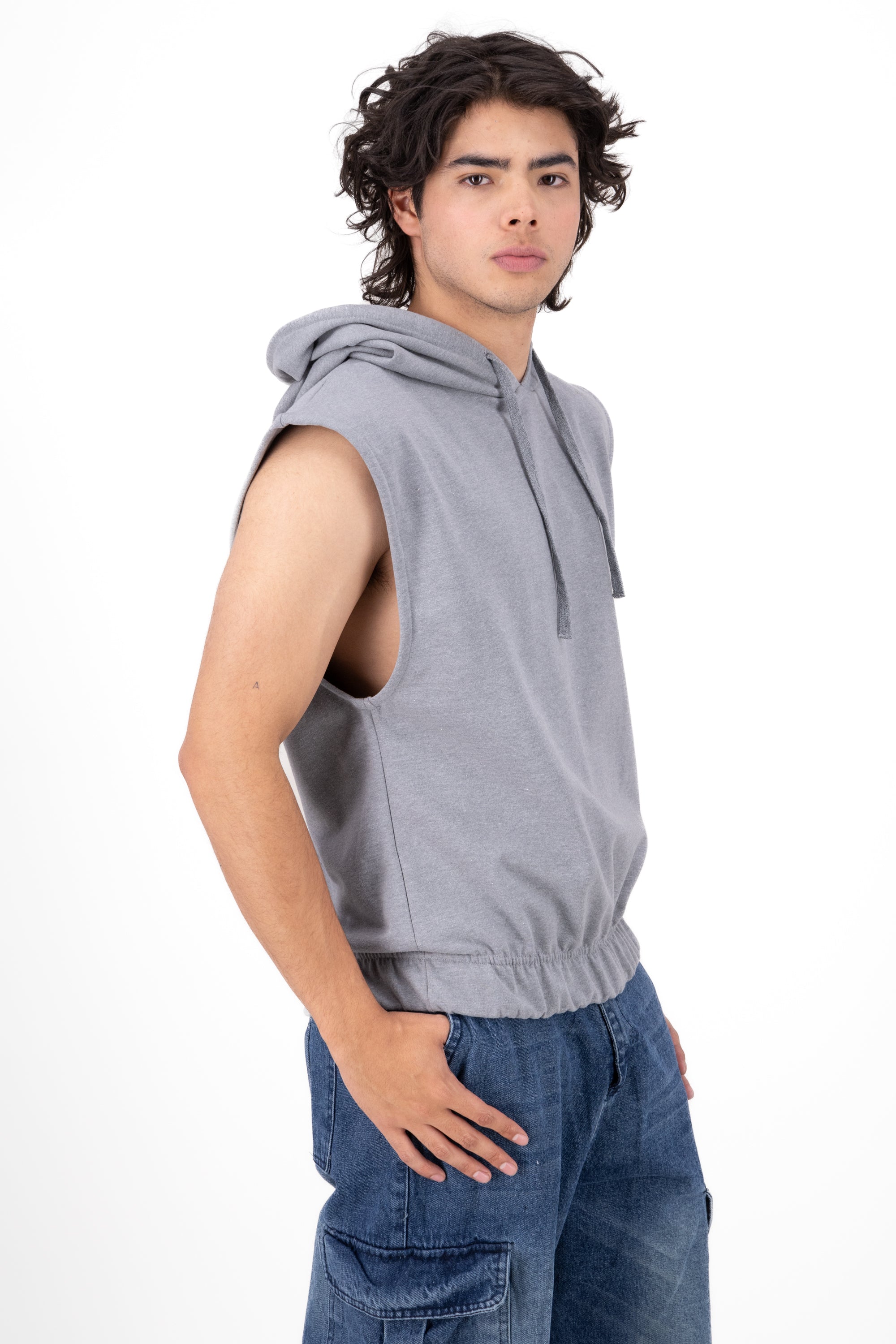 Smooth sleeveless sweatshirt GREY