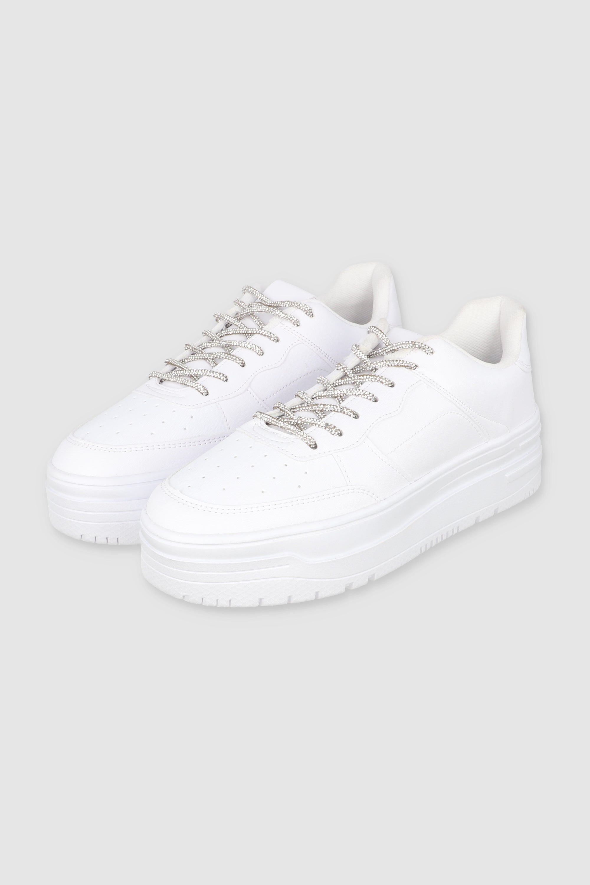 Tenis Agujeta Brillos BLANCO