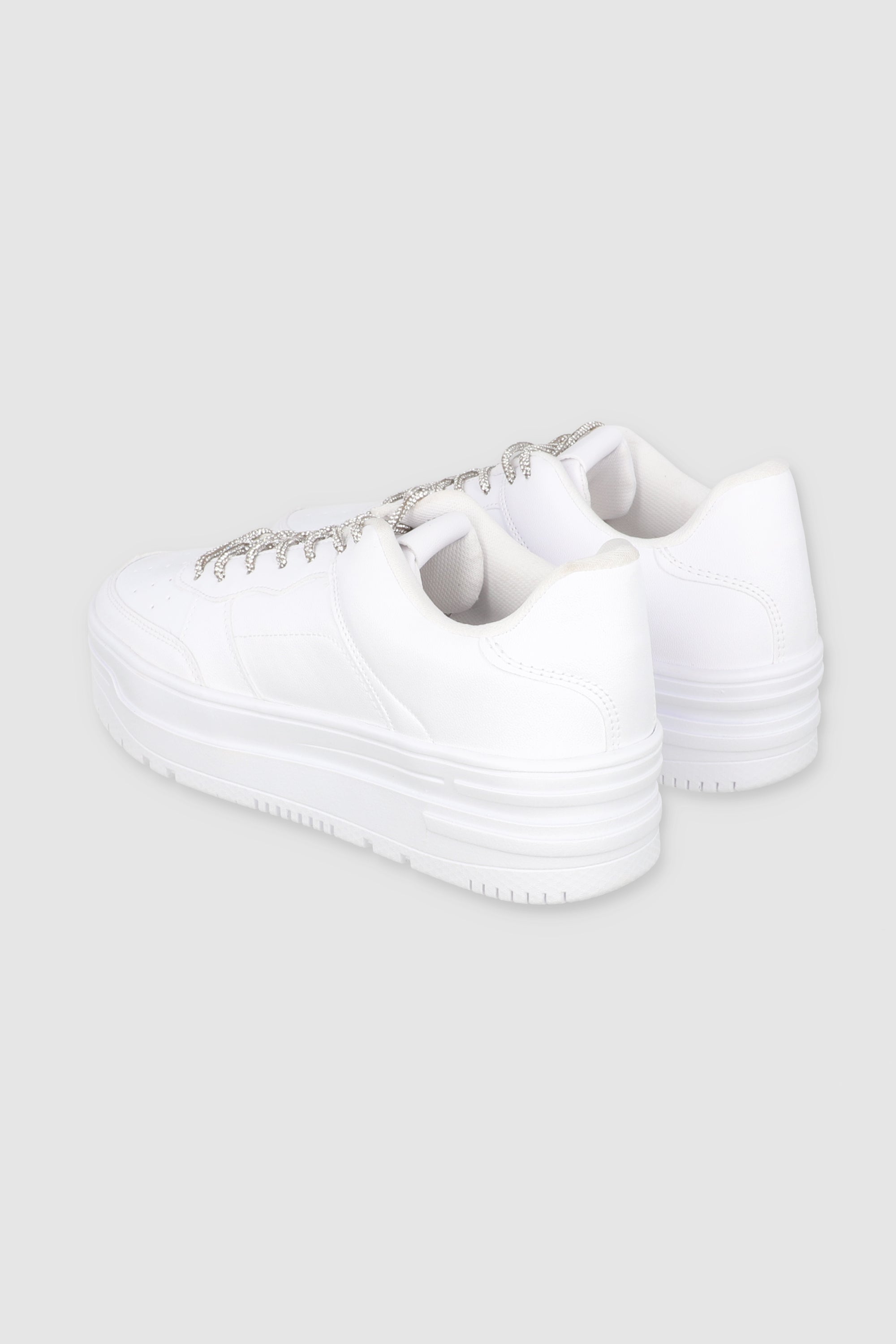 Tenis Agujeta Brillos BLANCO