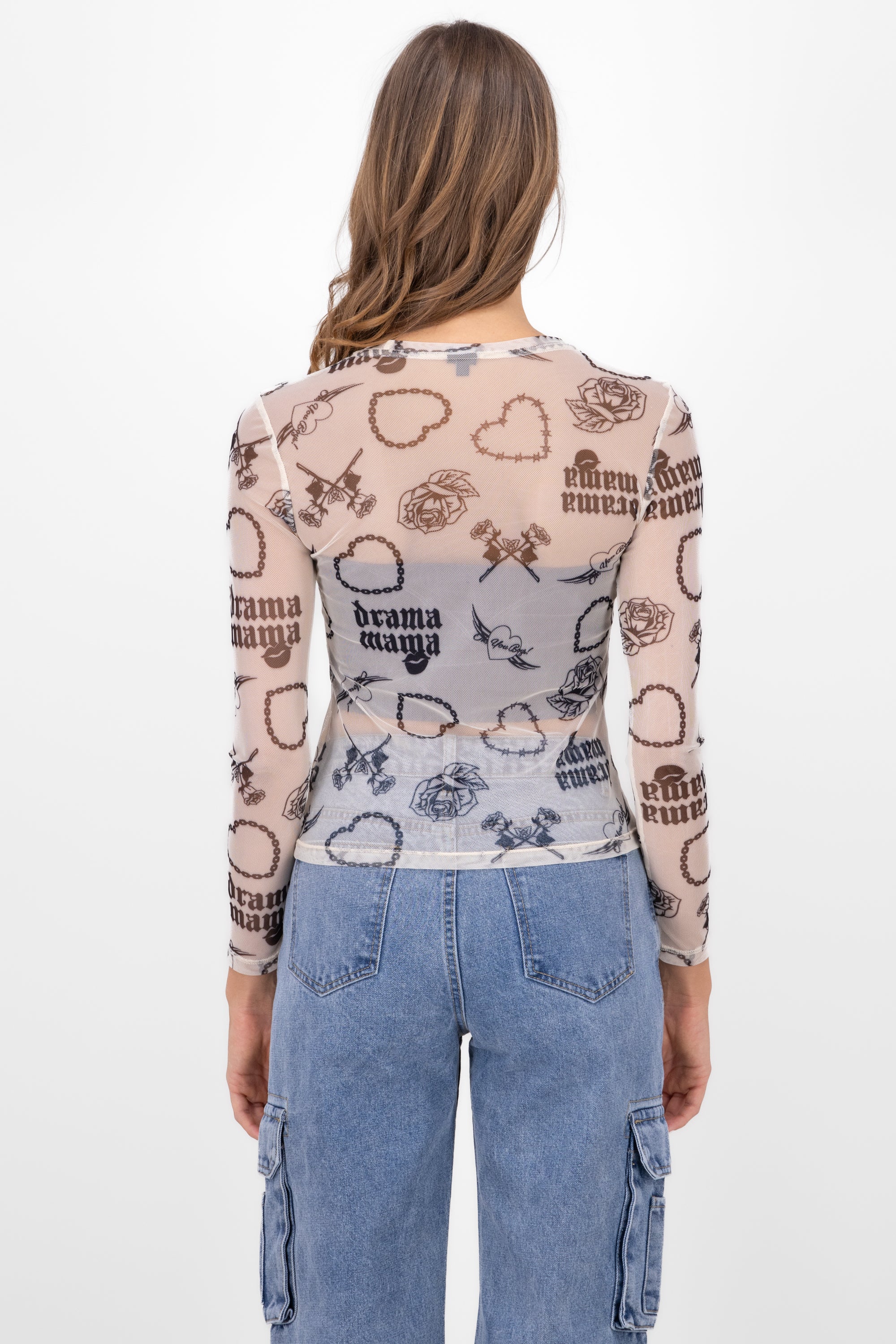 Blusa mesh tattoo bratz HUESO COMBO