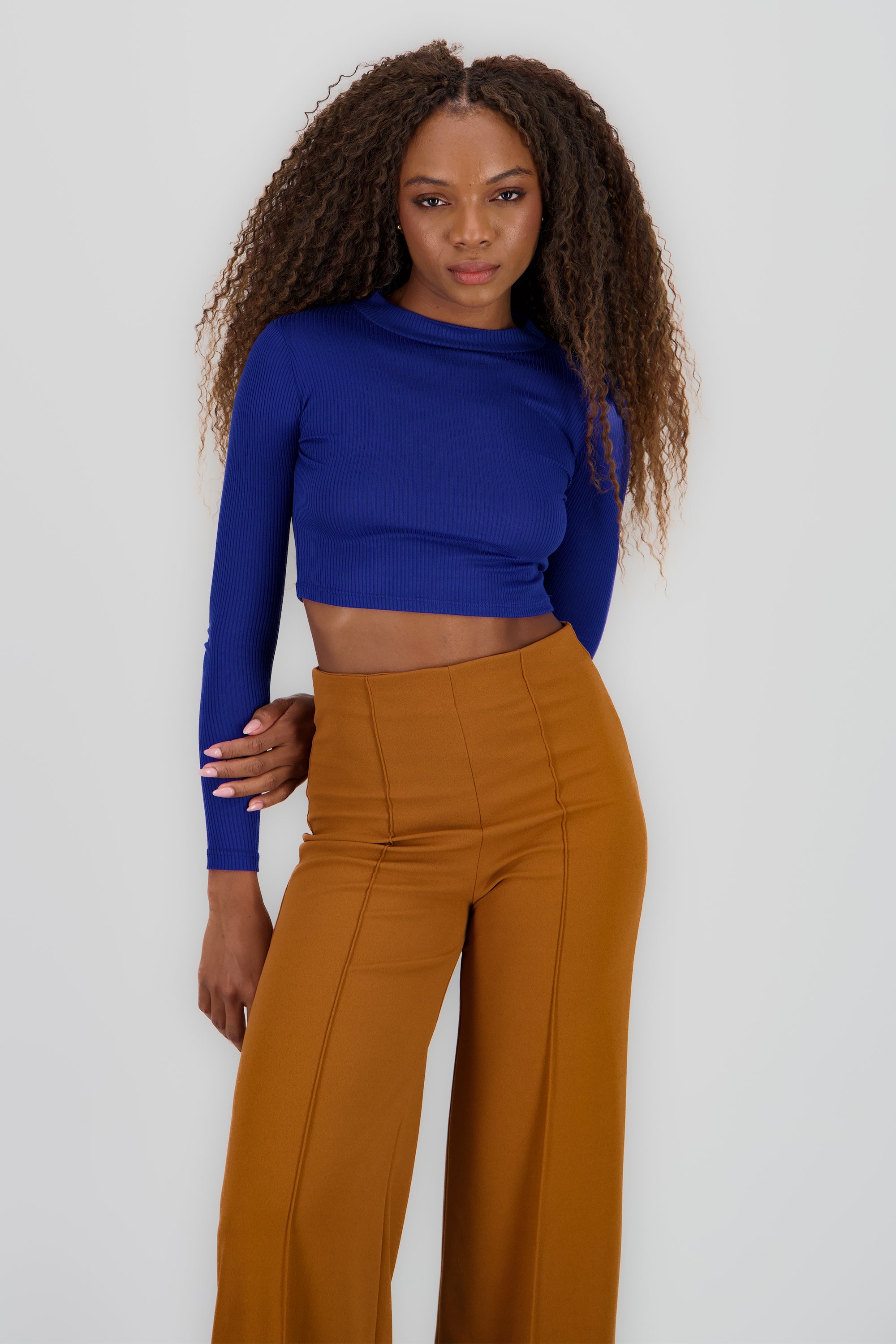 Top Acanalado Manga Larga AZUL REY