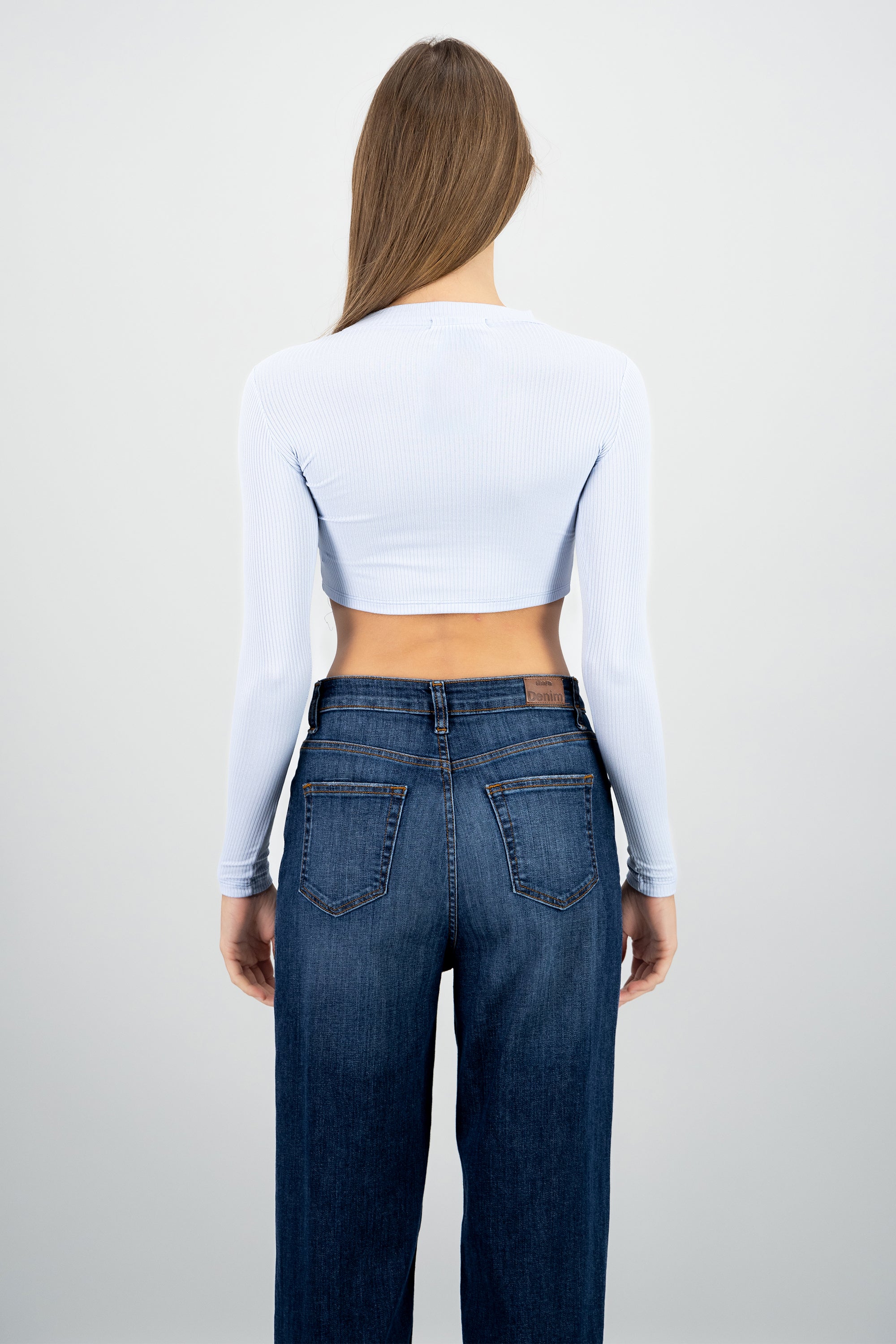 Top Acanalado Manga Larga AZUL PASTEL