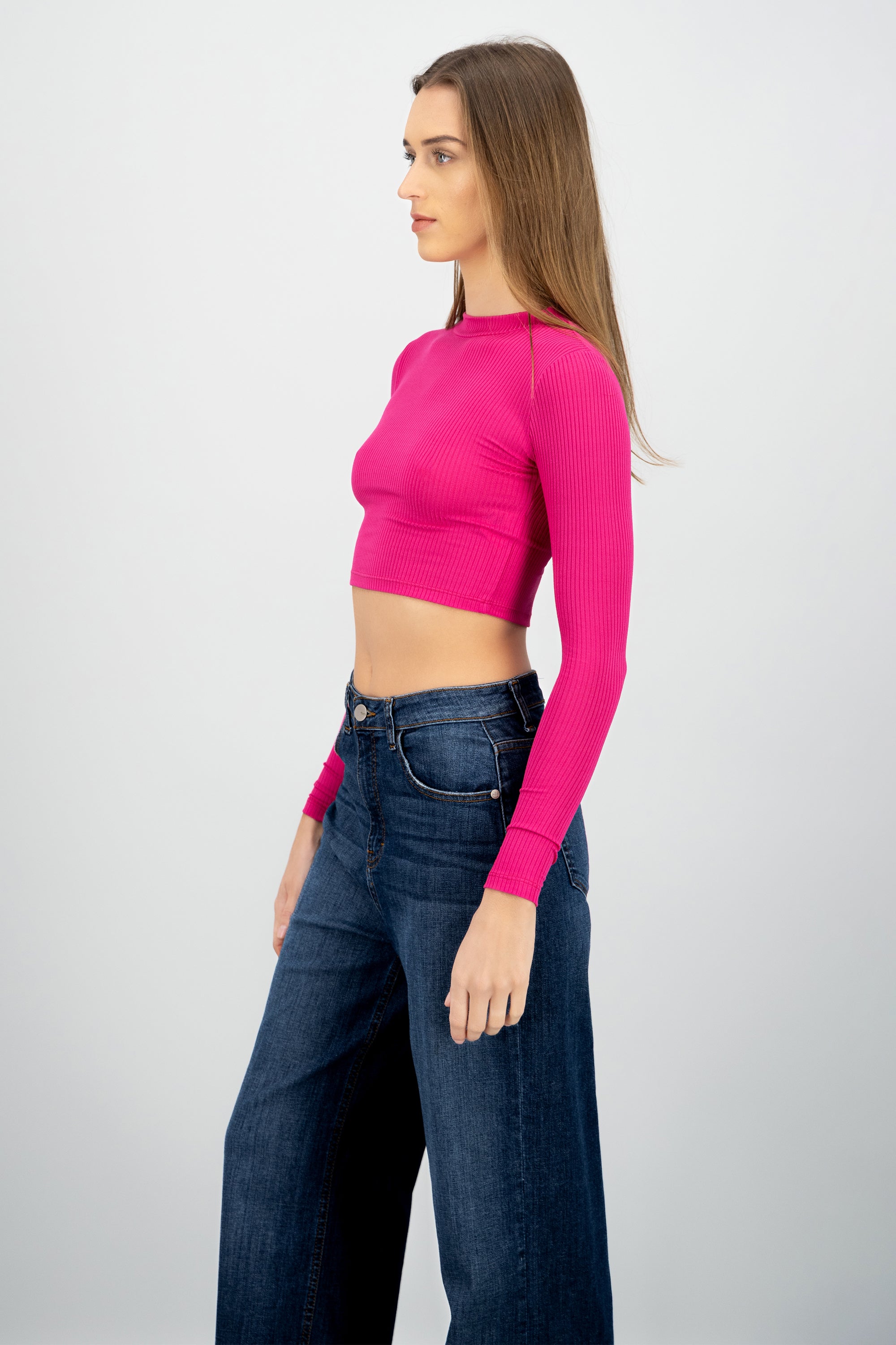 Top Acanalado Manga Larga ROSA