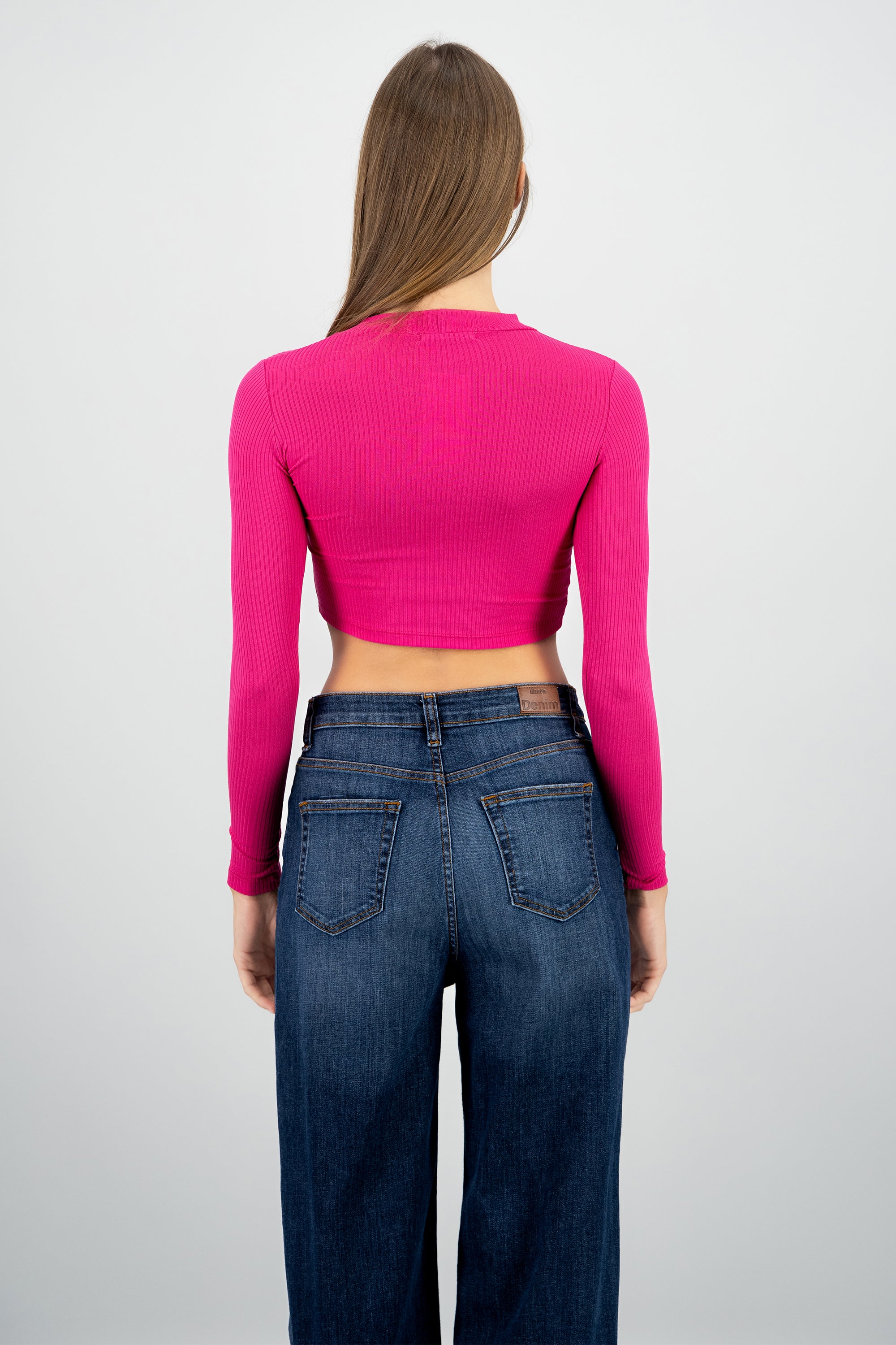 Top Acanalado Manga Larga ROSA