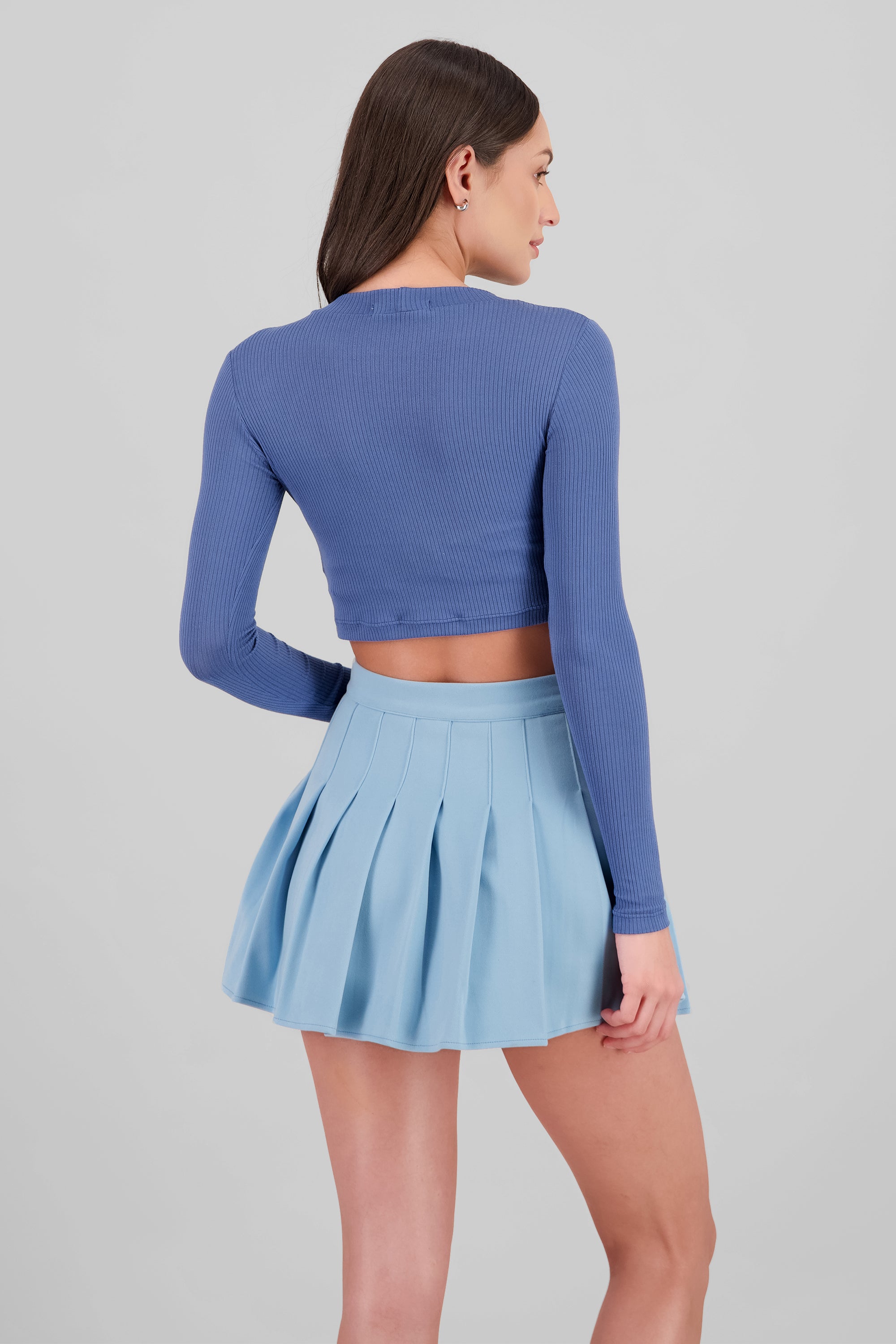 Top Acanalado Manga Larga AZUL PITUFO