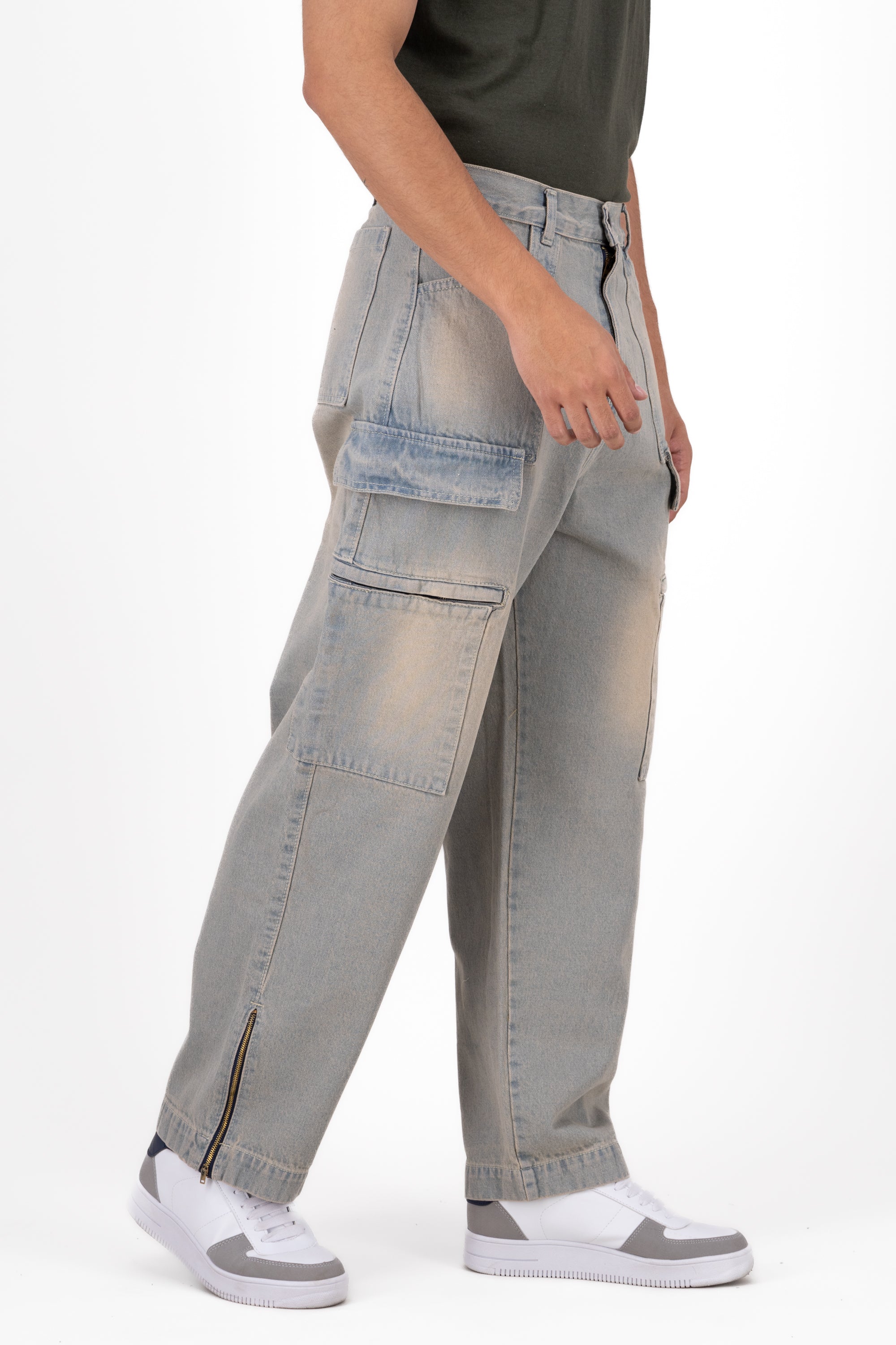 Jeans Wide Detalle Cierres STONE