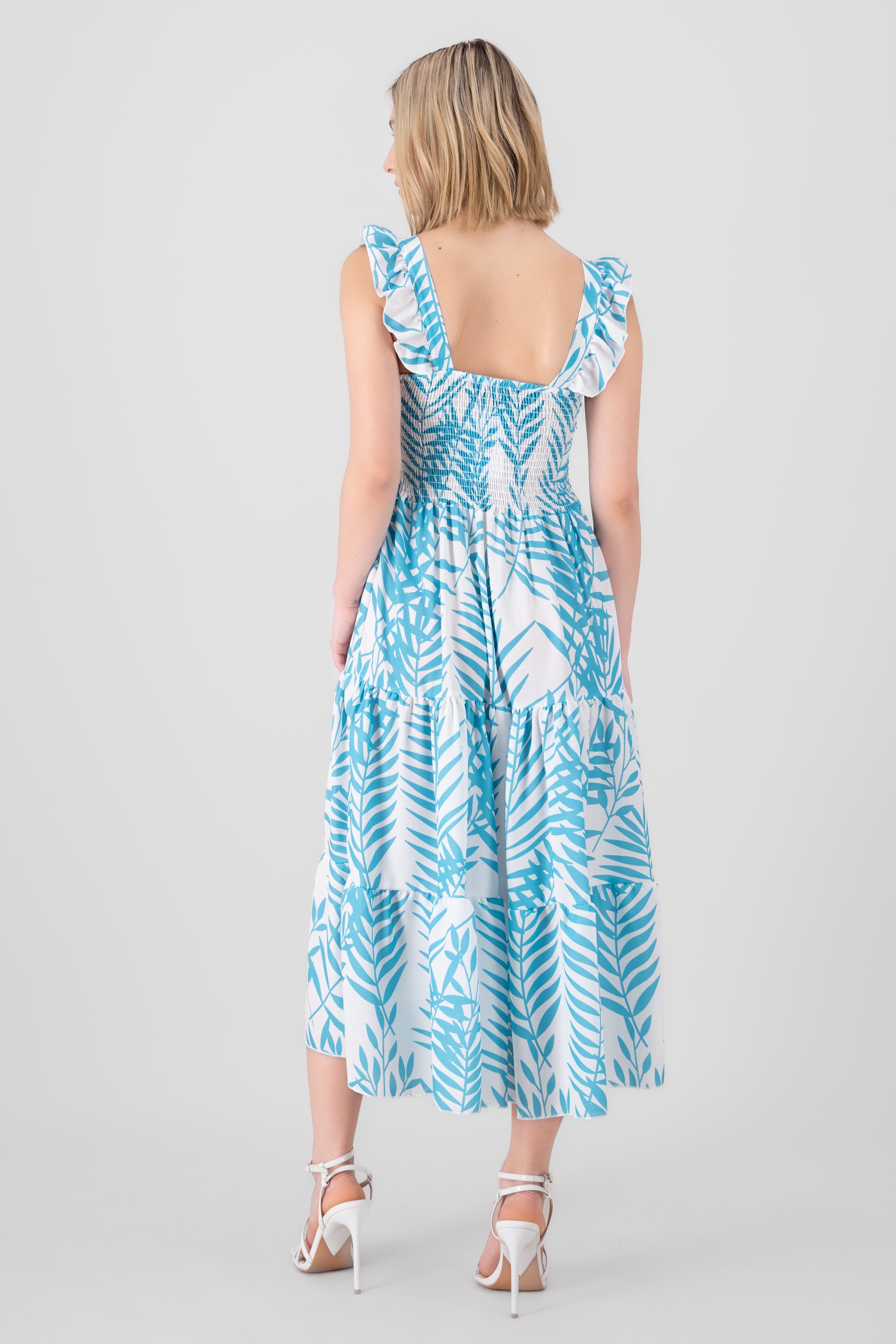 Vestido Midi Tirantes Olanes TURQUESA