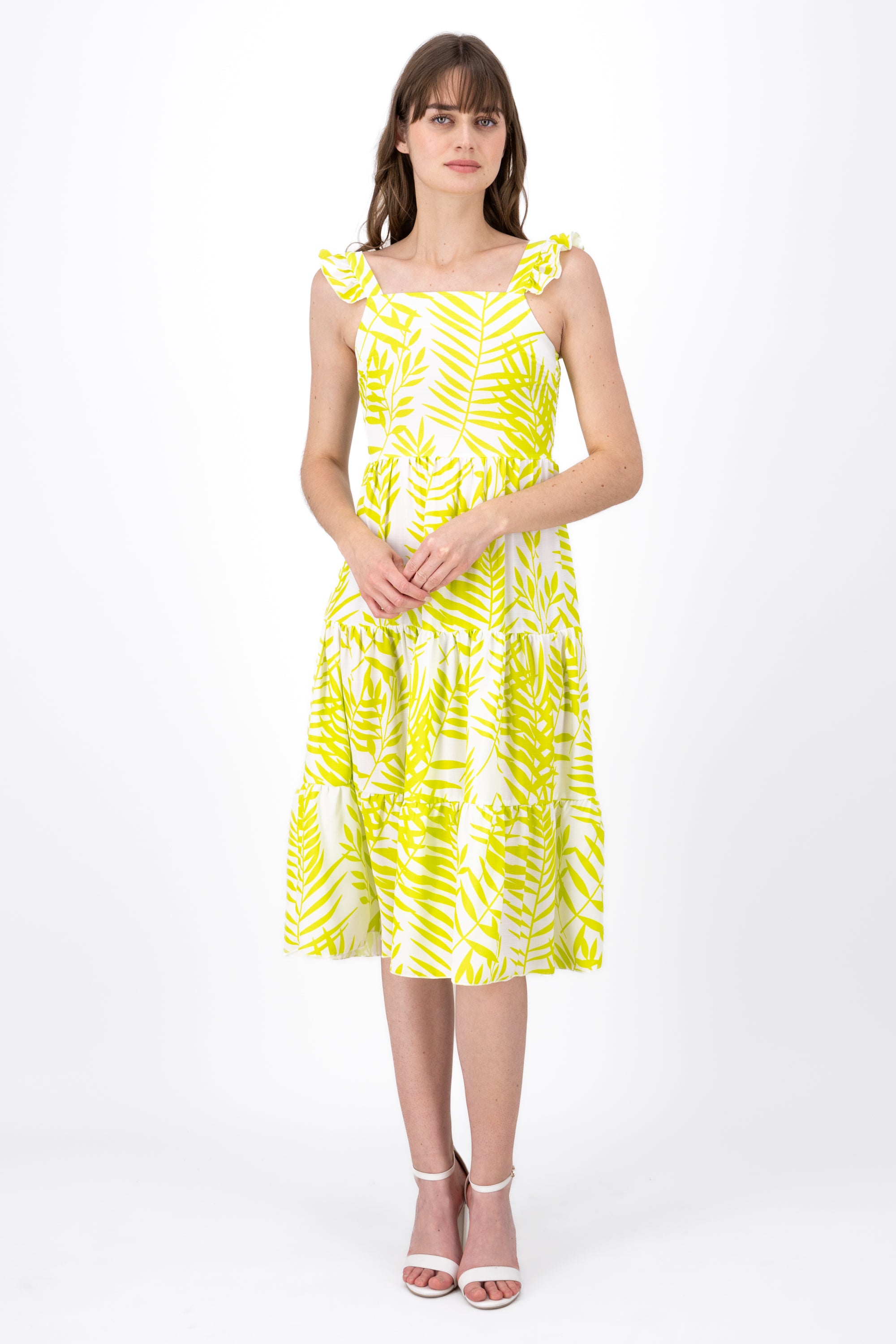 Midi dress wave braces Combo green