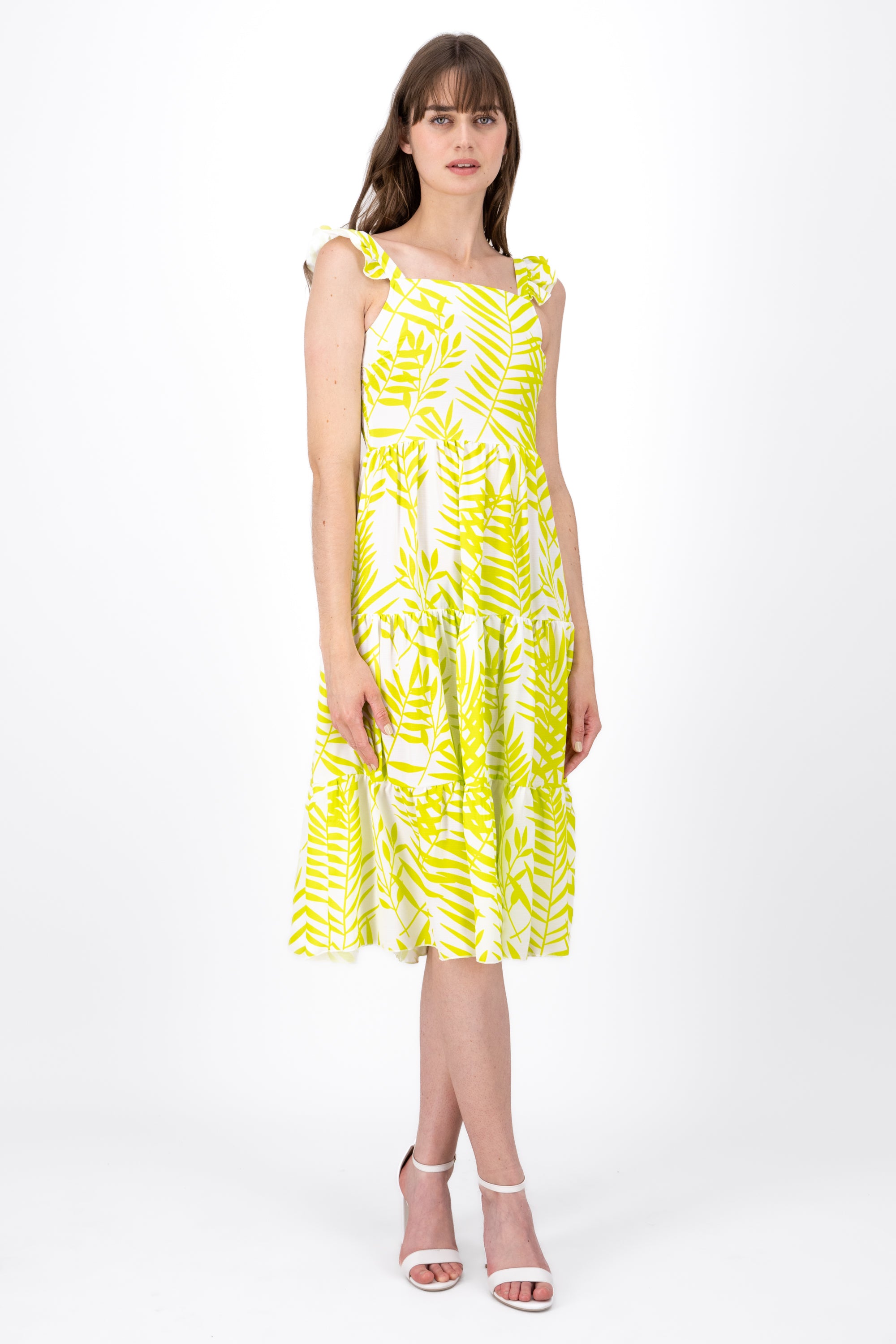 Midi dress wave braces Combo green