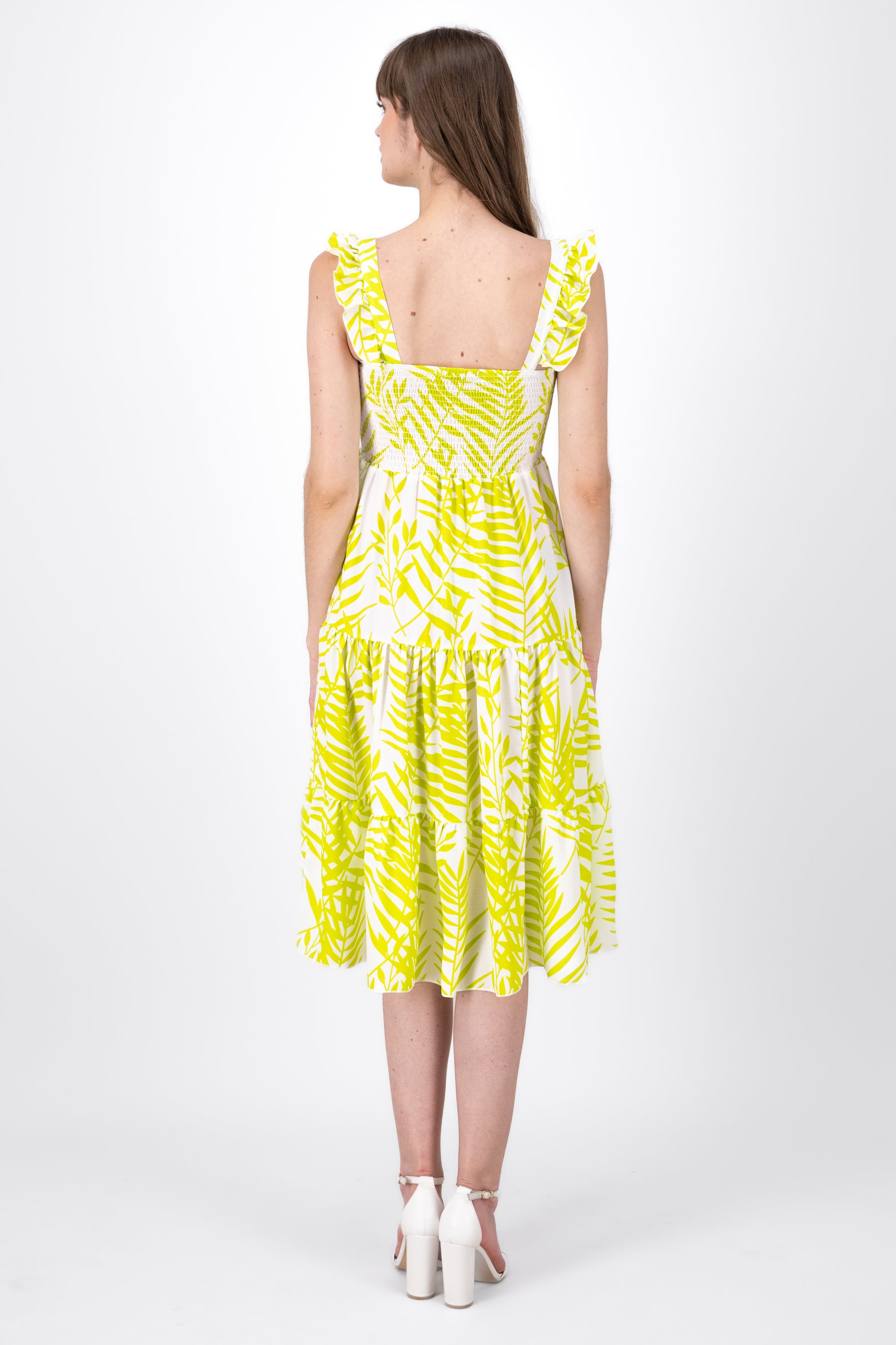 Midi dress wave braces Combo green