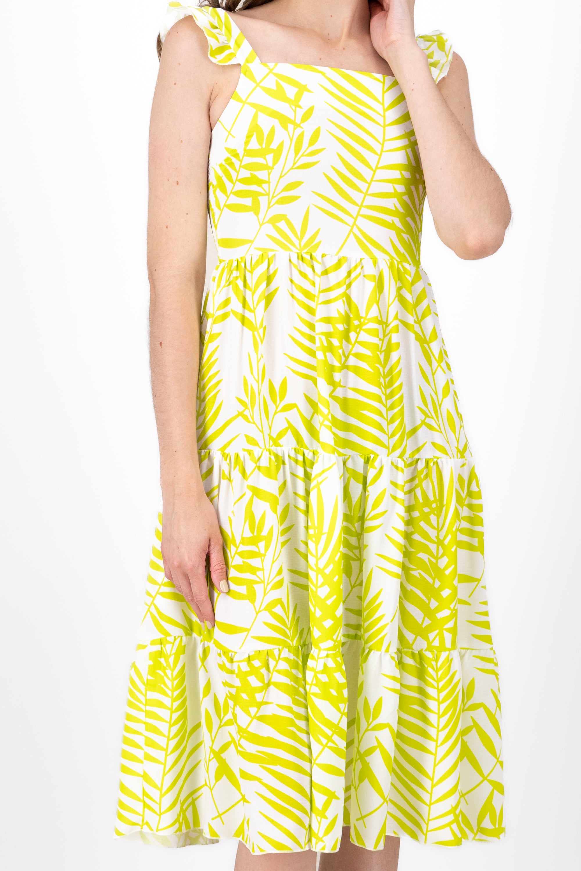 Midi dress wave braces Combo green
