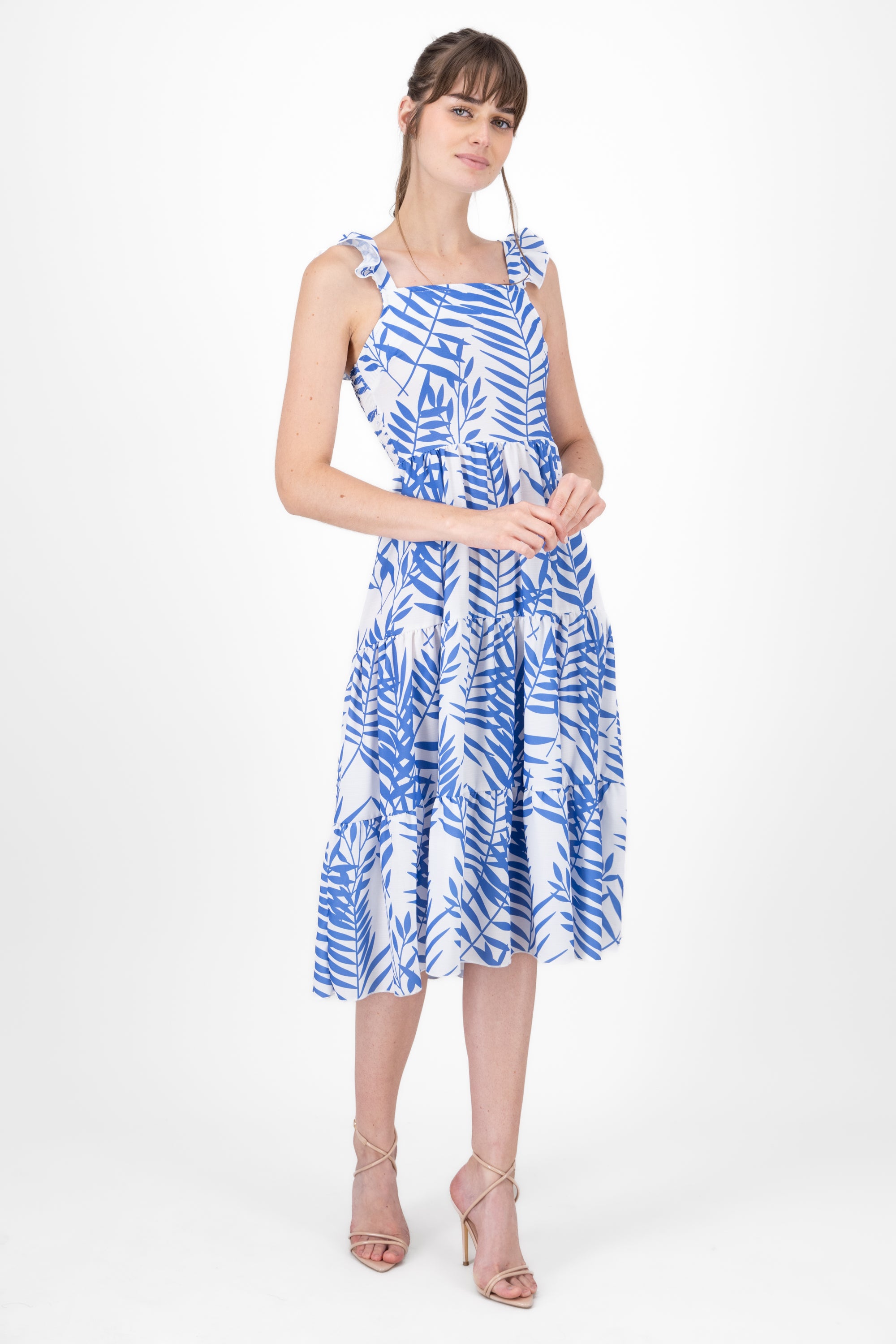 Vestido Midi Tirantes Olanes INDIGO