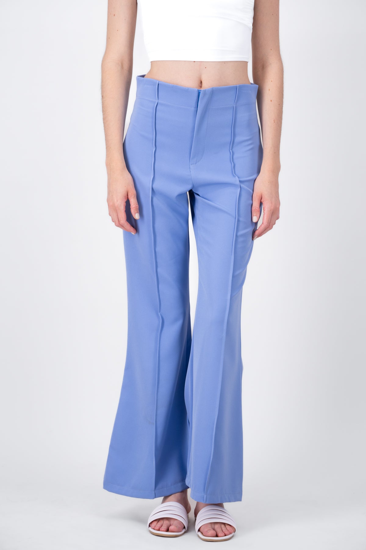 Pantalon Wide Leg Detalle Costura AZUL CIELO