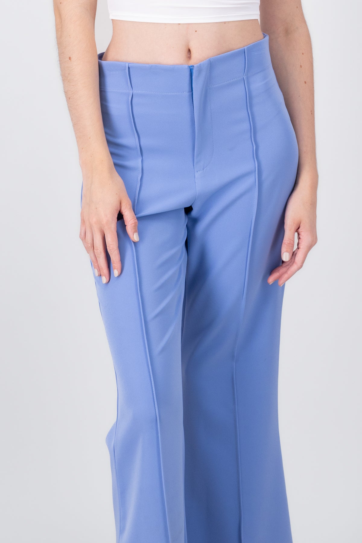 Pantalon Wide Leg Detalle Costura AZUL CIELO