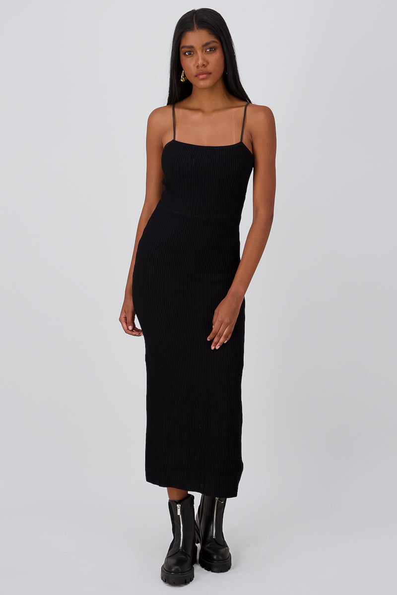 Maxi Dress Opening BLACK