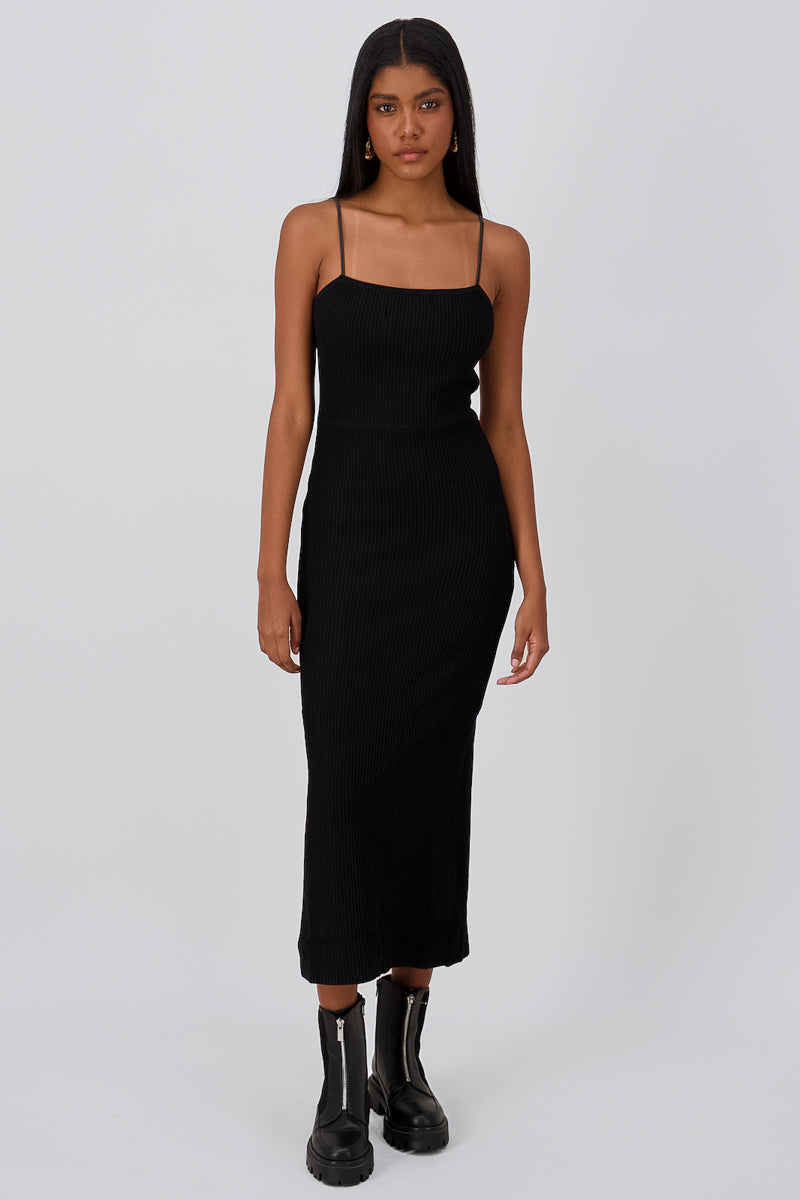 Maxi Dress Opening BLACK