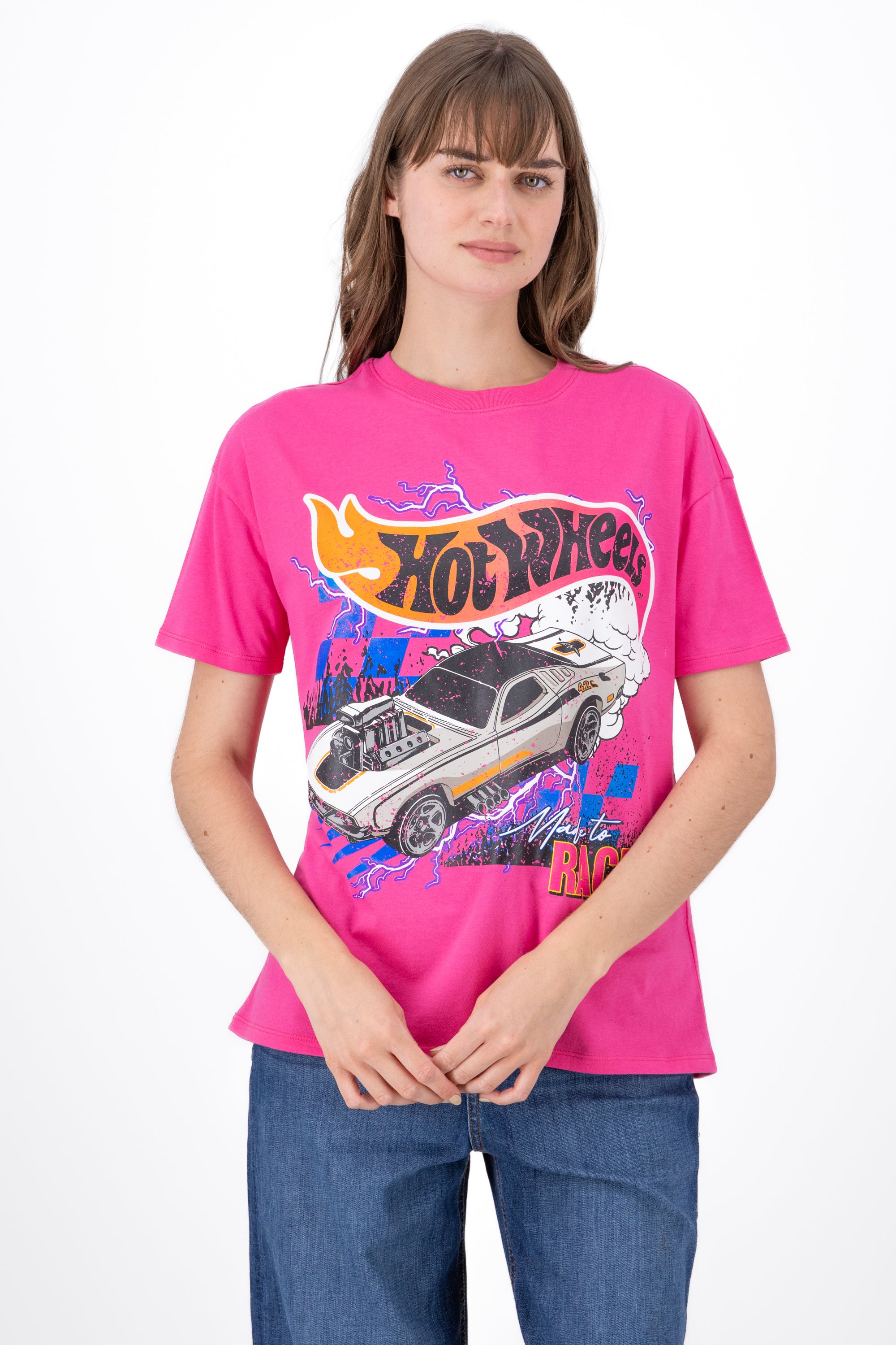 Hot Wheels car shirt Bright pink