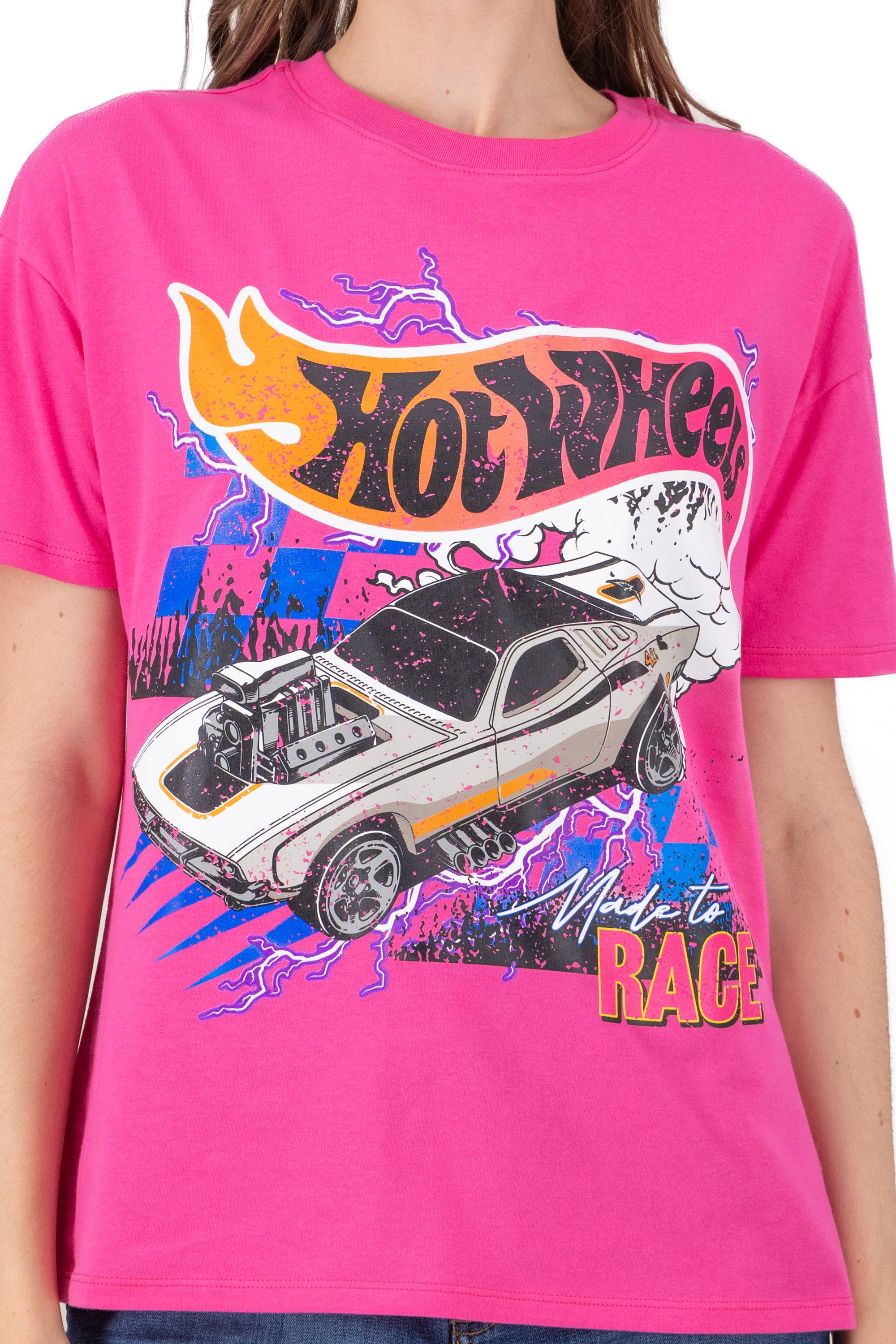 Hot Wheels car shirt Bright pink