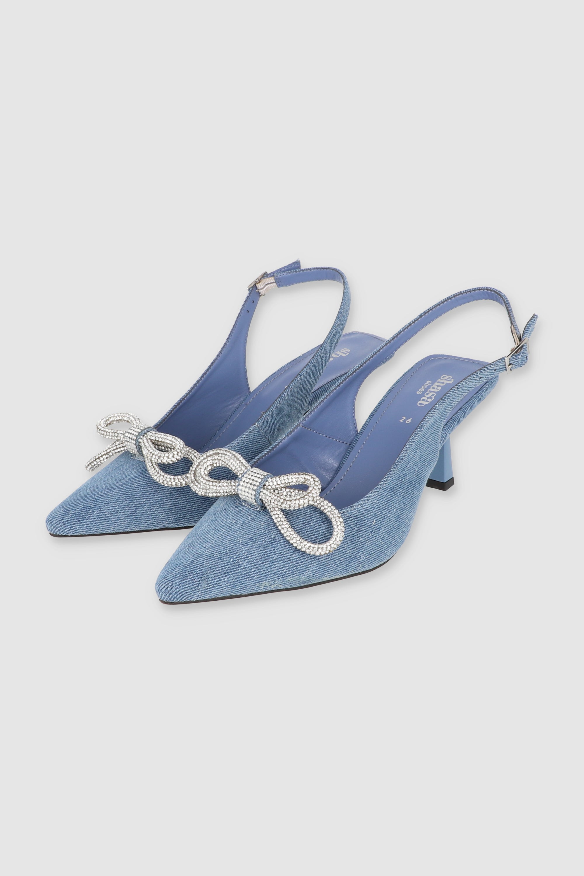 Tacon pointy slingback moño brillos MEDIUM WASH