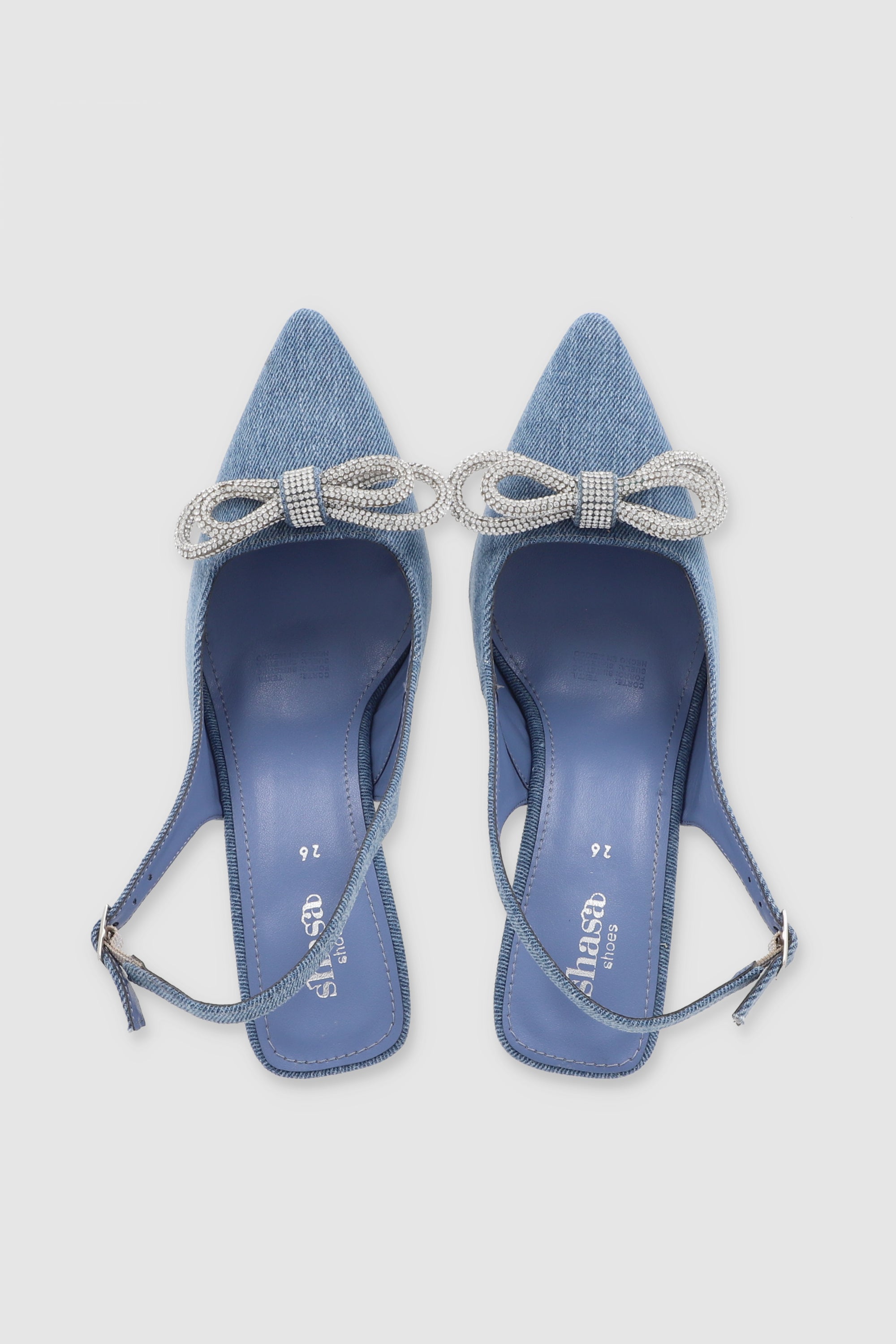 Tacon pointy slingback moño brillos MEDIUM WASH