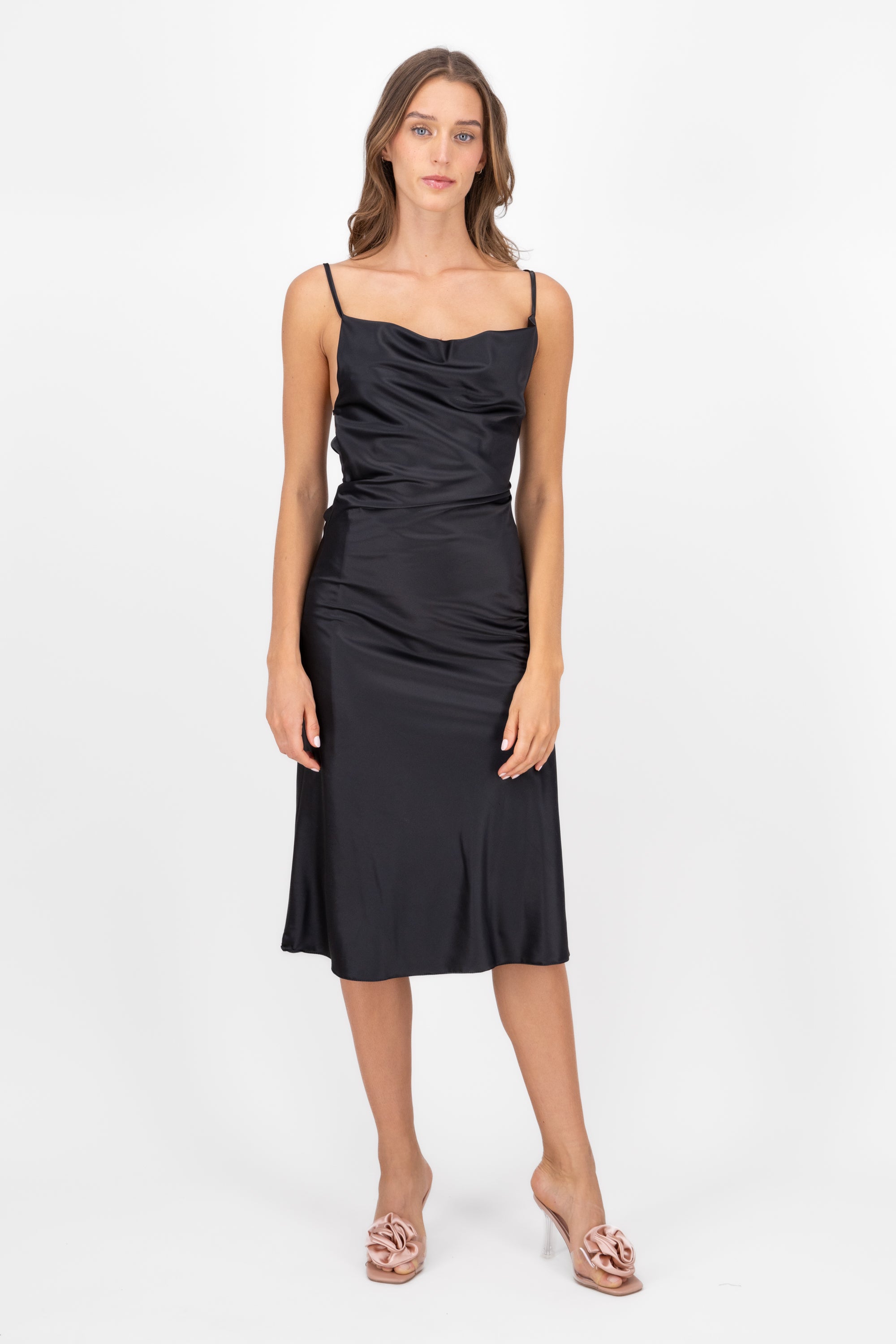 Midi Dress Swing neckline BLACK