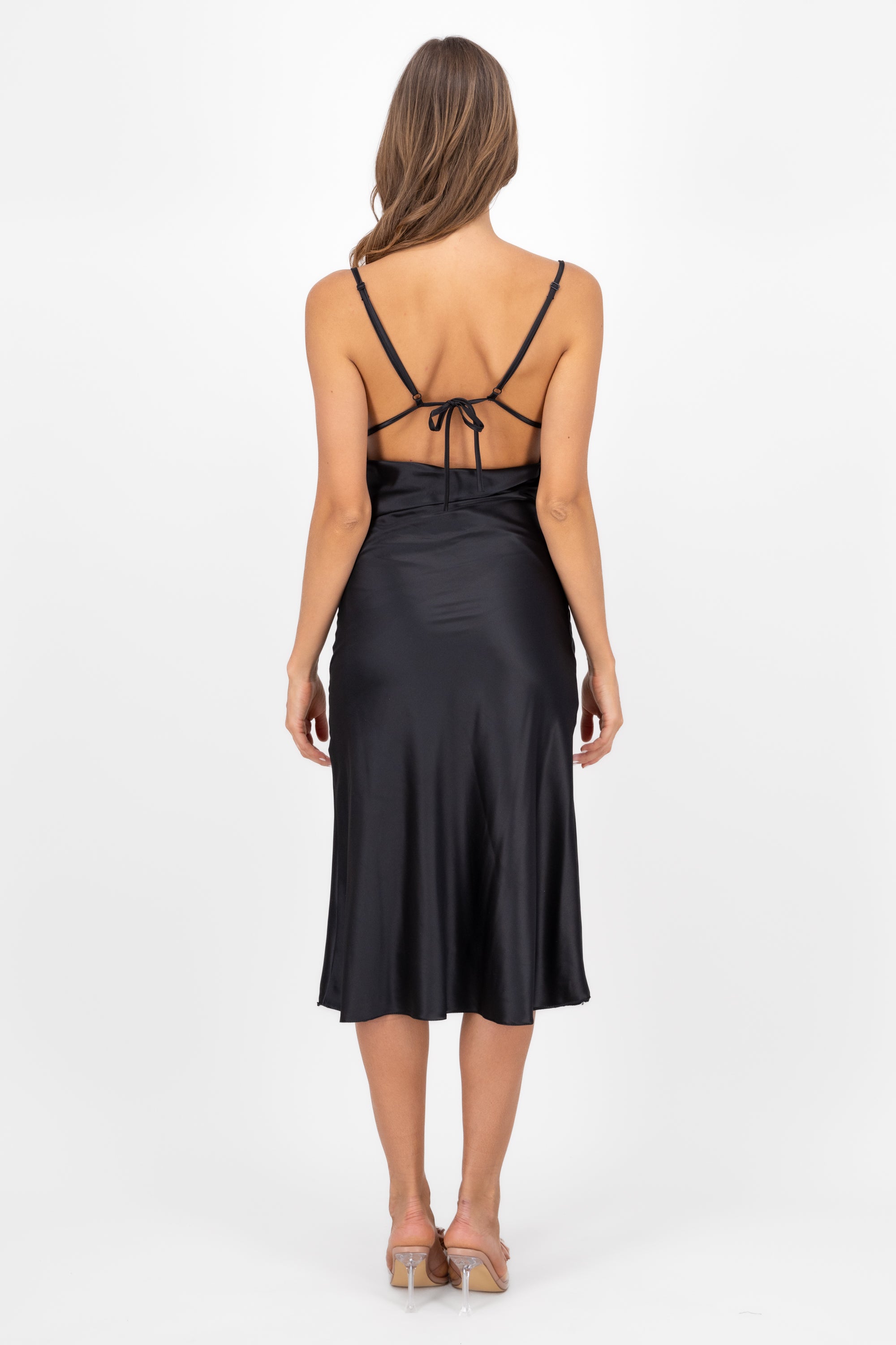 Midi Dress Swing neckline BLACK