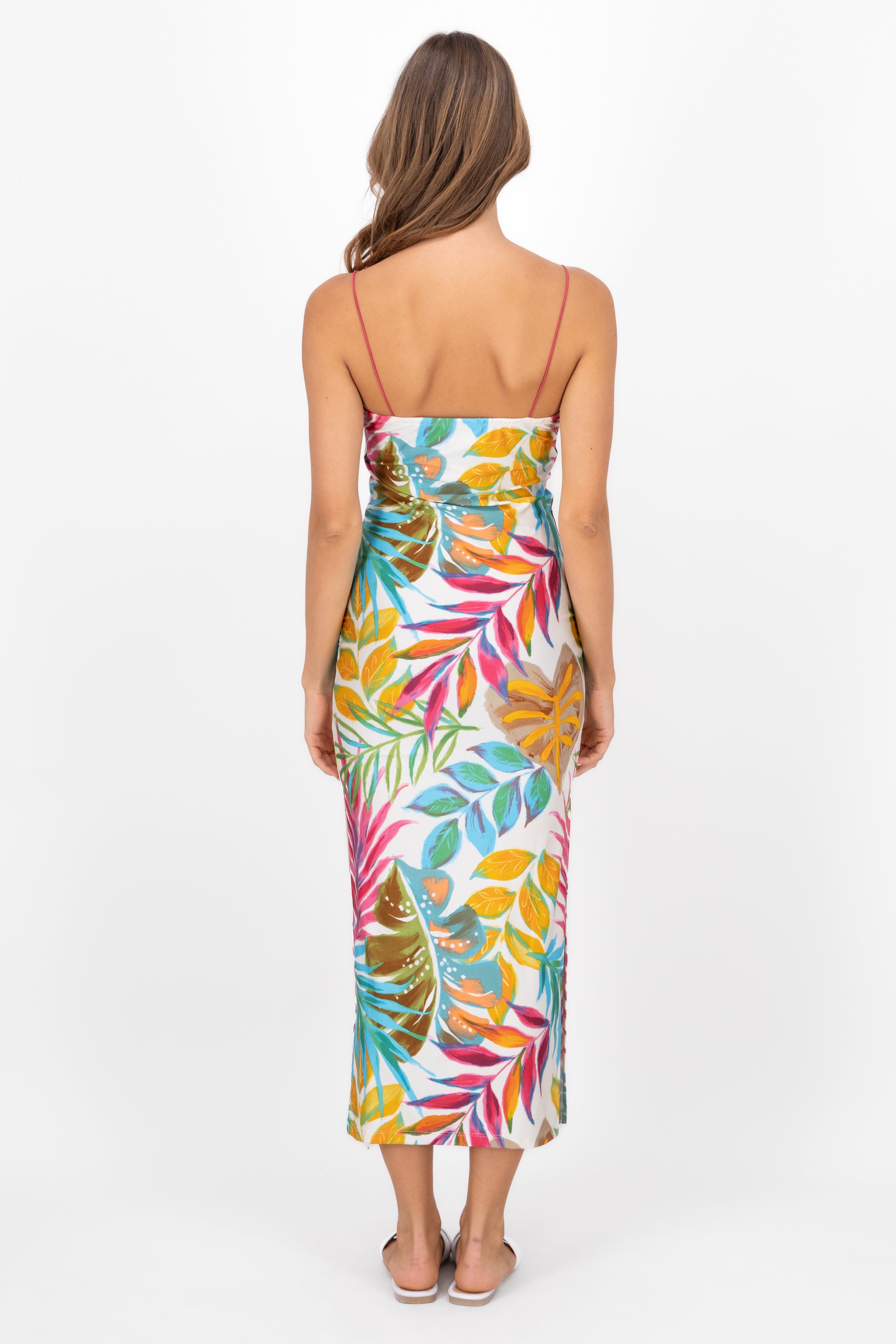 Long dress stamped straps MULTICOLORED