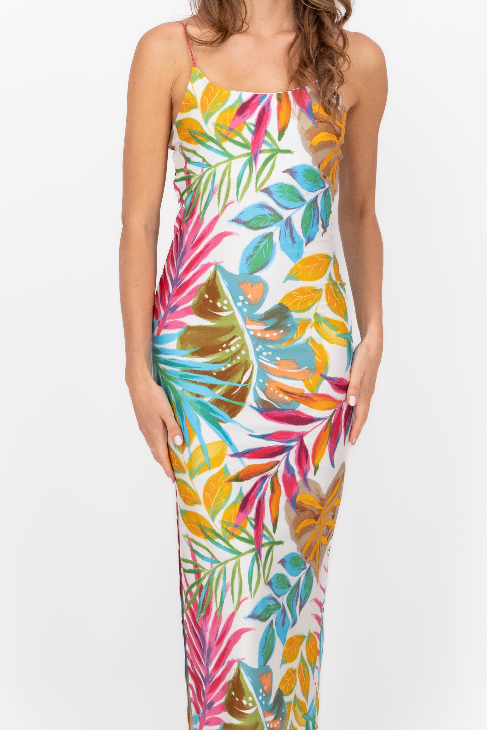 Long dress stamped straps MULTICOLORED