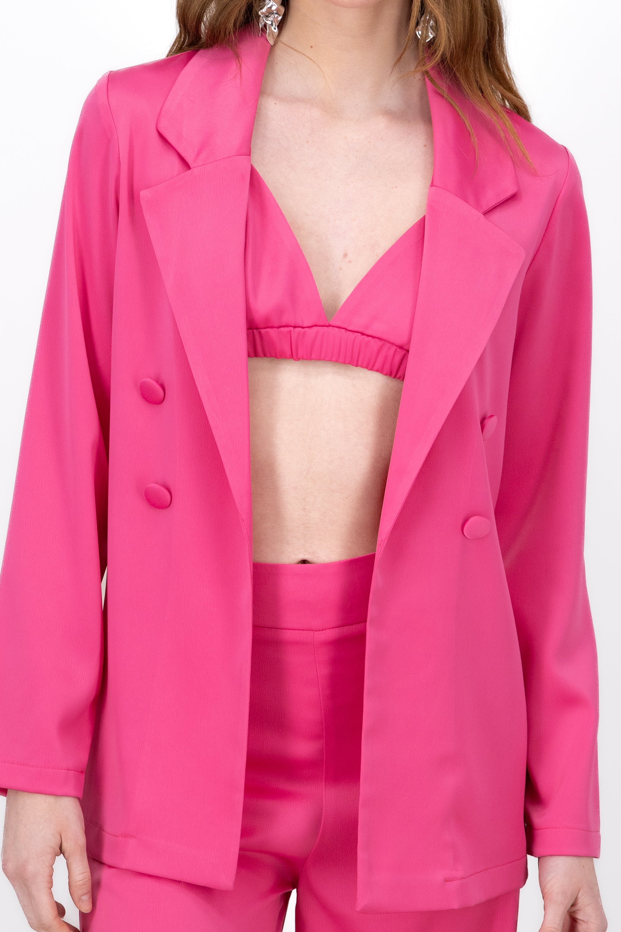 Blazer Largo Detalle Botones Satin FIUSHA