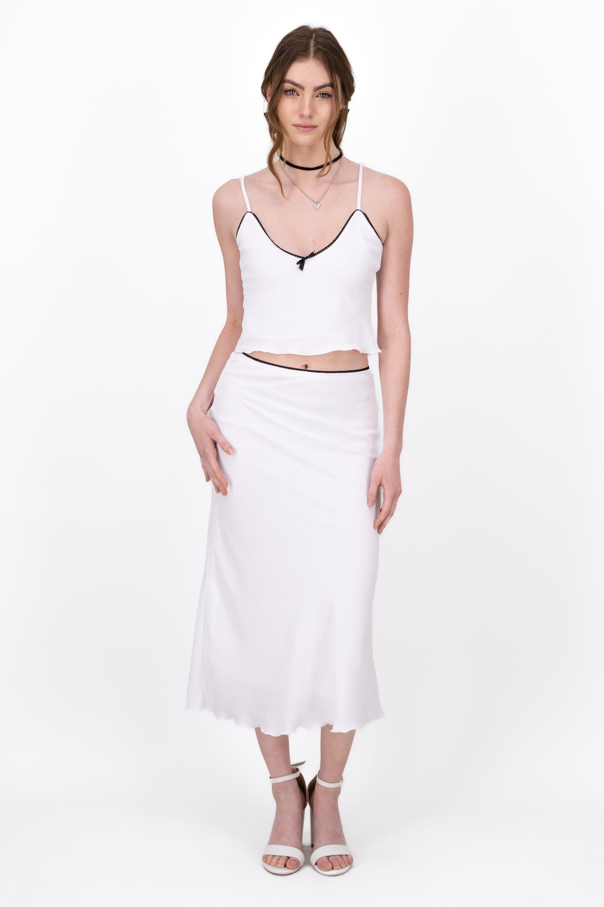 Falda Midi Textura BLANCO