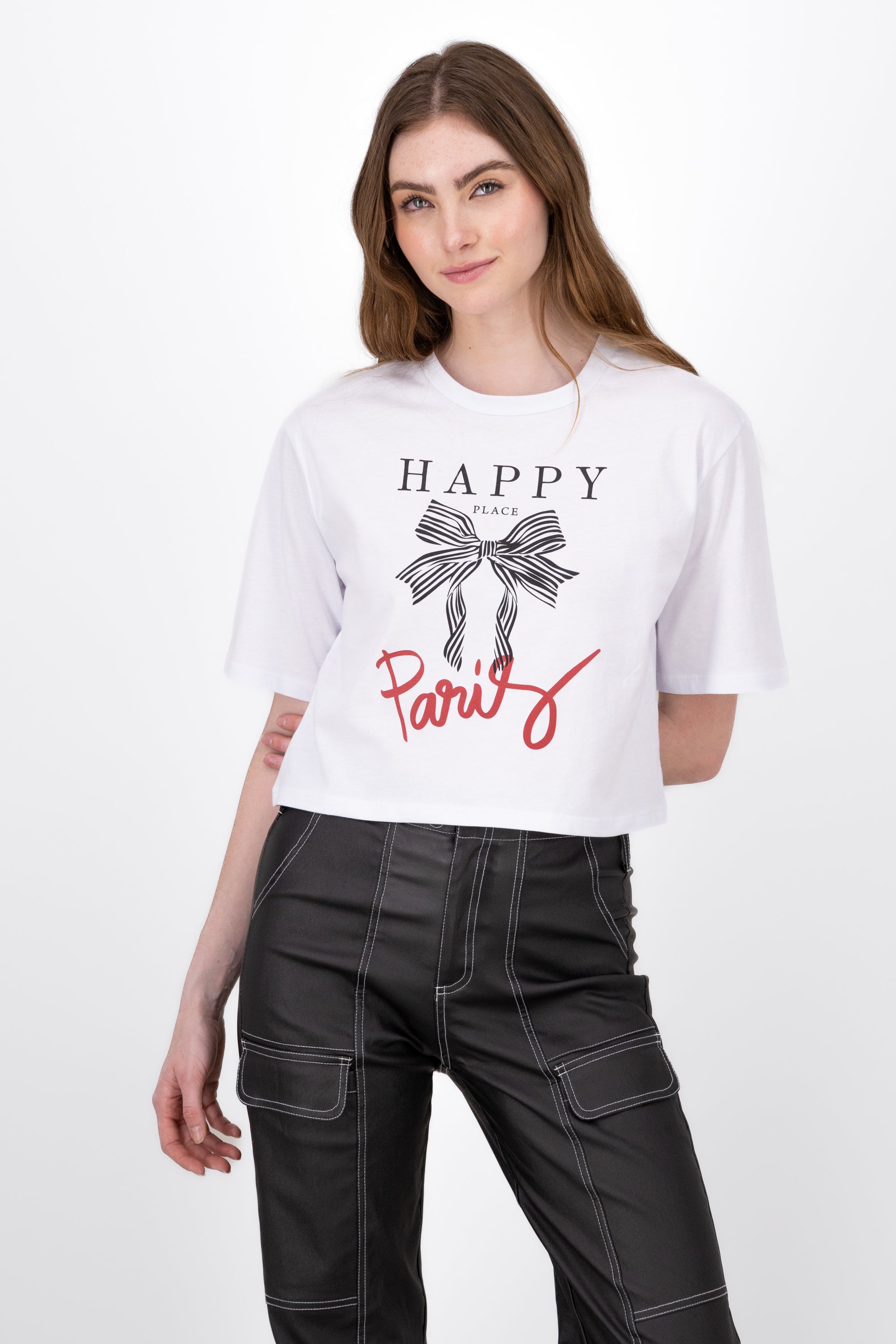 Playera Boxy Moño Paris BLANCO