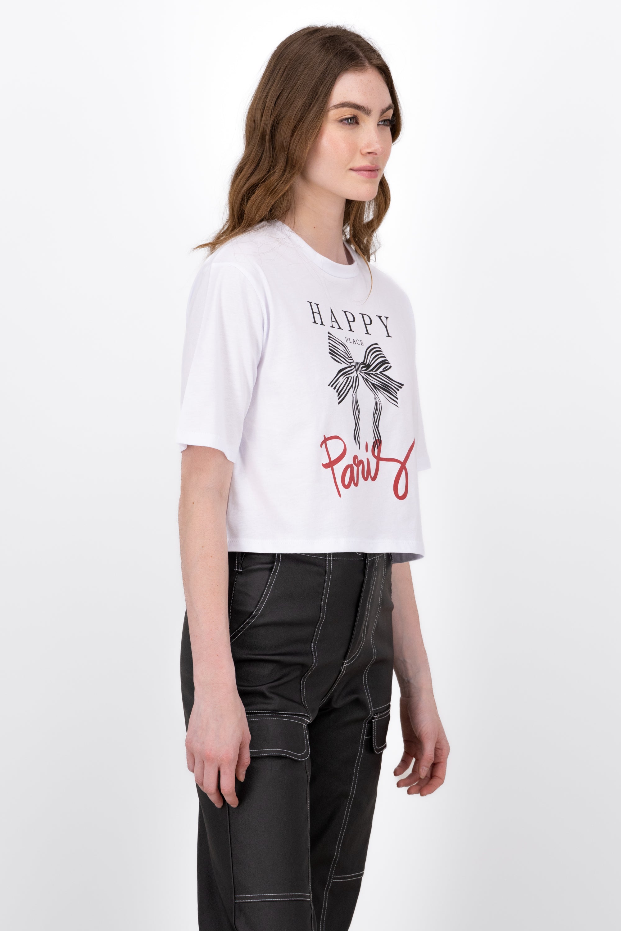 Playera Boxy Moño Paris BLANCO