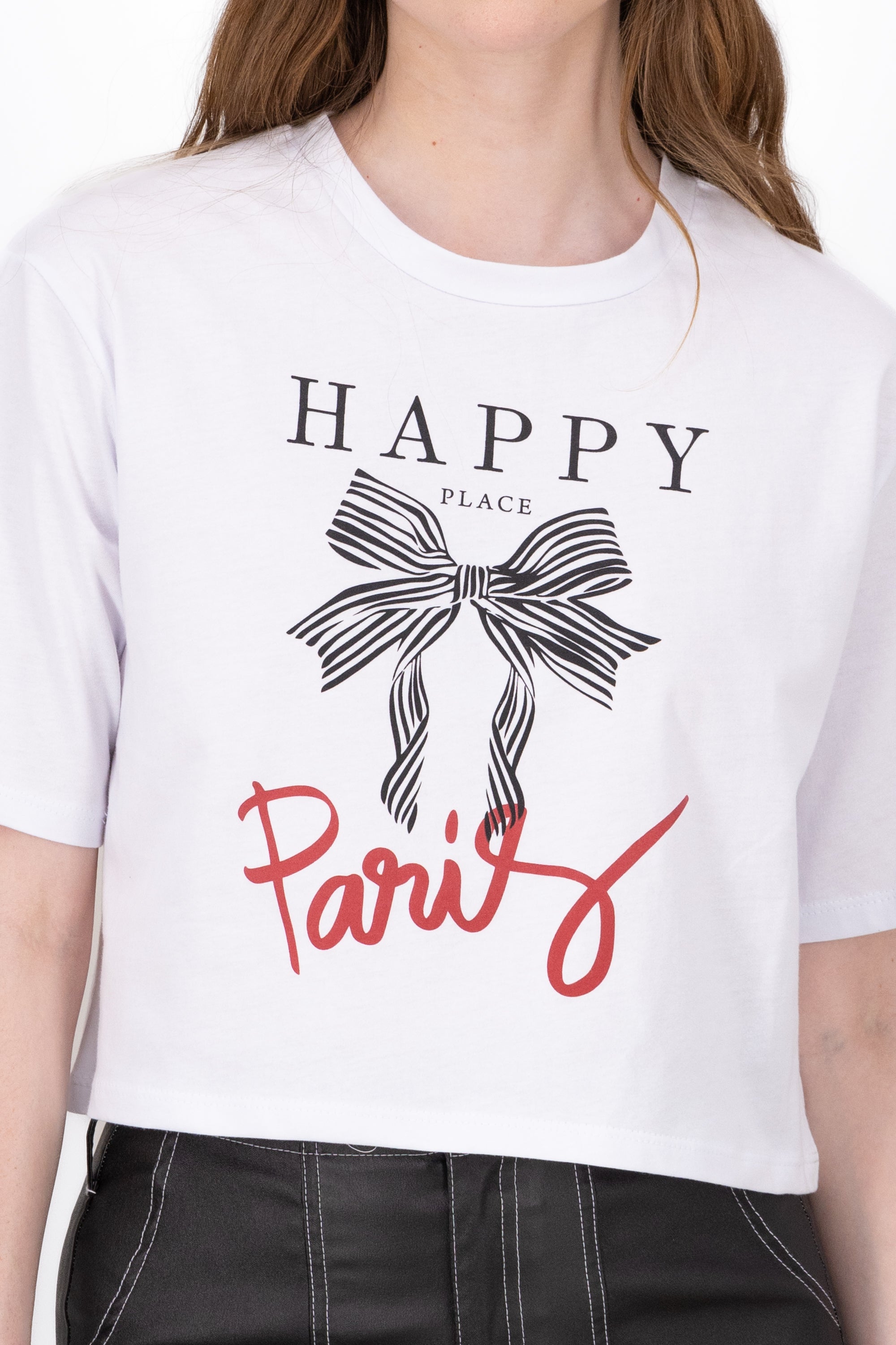 Playera Boxy Moño Paris BLANCO