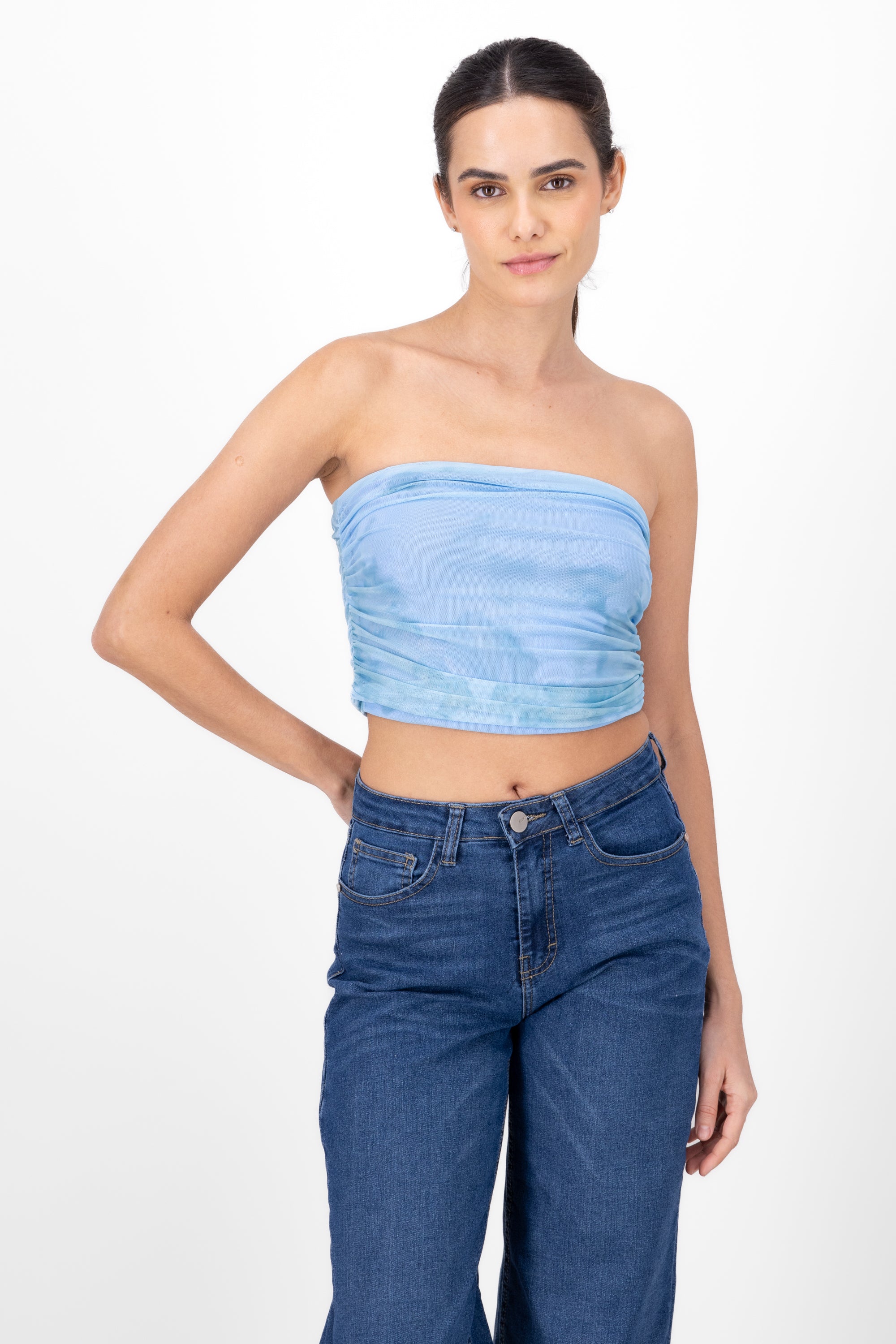 Top Strapple Drapeado Mesh BLUE