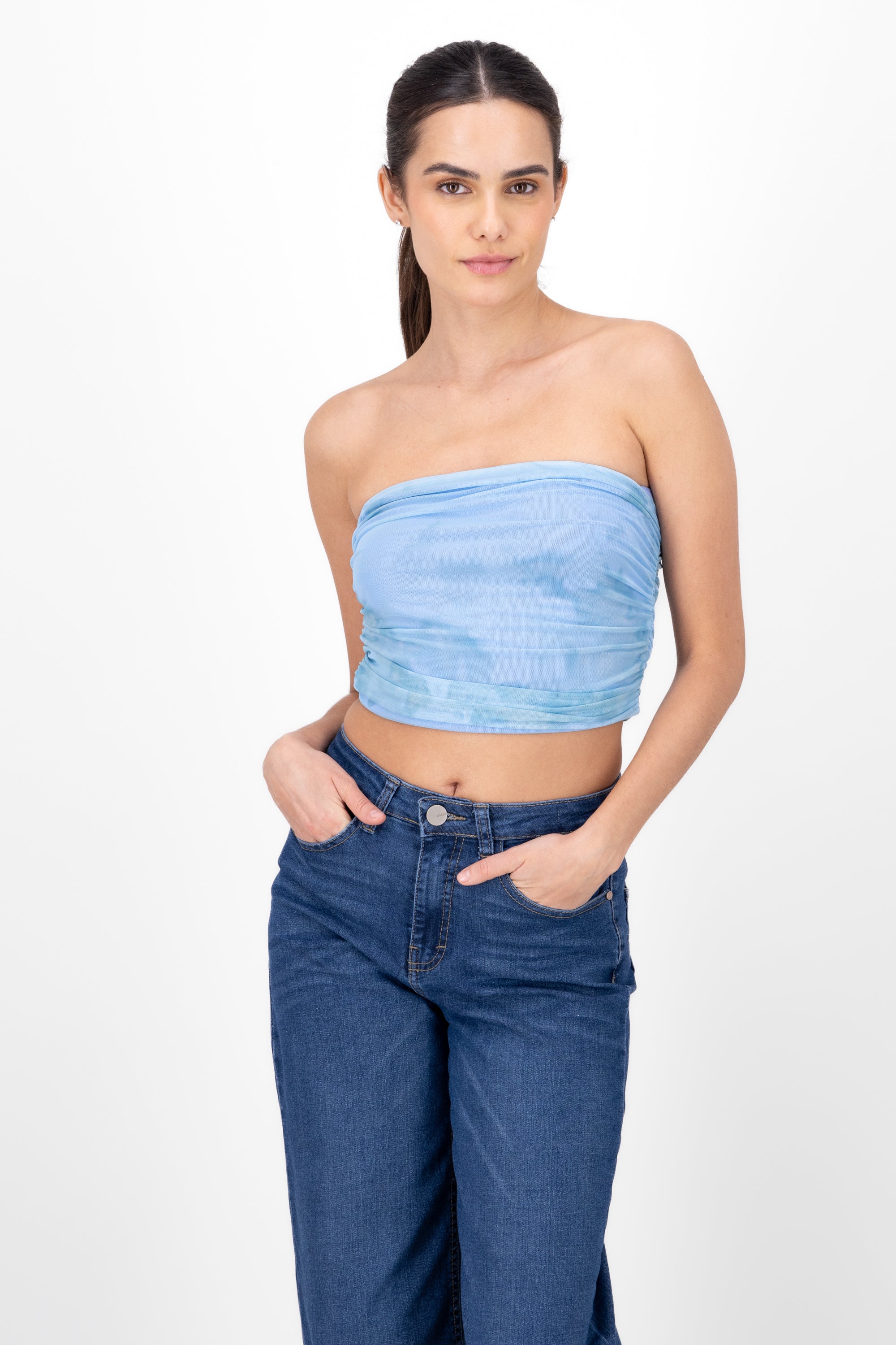 Top Strapple Drapeado Mesh BLUE